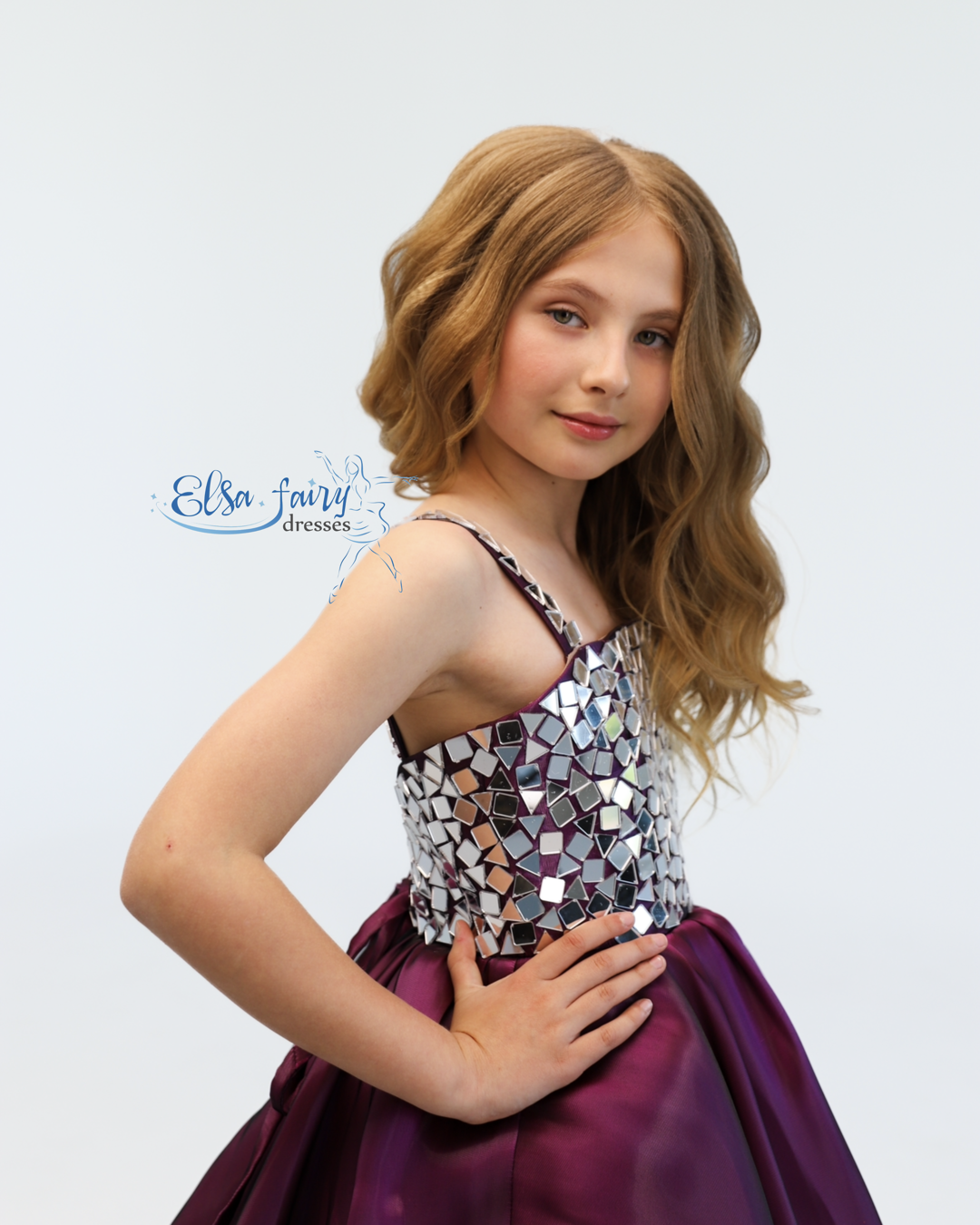 Purple pageant evening gown with stoned bodice, flower girl dress, long formal wear, organza tulle dress, birthday ball gown