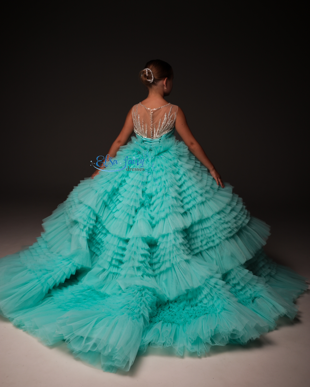 Mint Gala evening gown, Pageant ball gown, Birthday Girl Dress, Flower Girl Dress, Wedding guest Dress, Girl Birthday Dress, junior bridesmaid gown