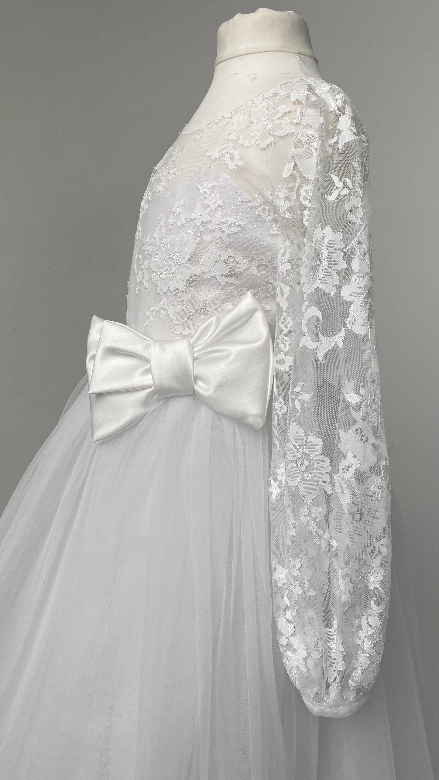 White lace First communion & Baptism dress, flower girl dress, wedding guest dress, Bridesmaids dress, holy communion gown, mini bride dress