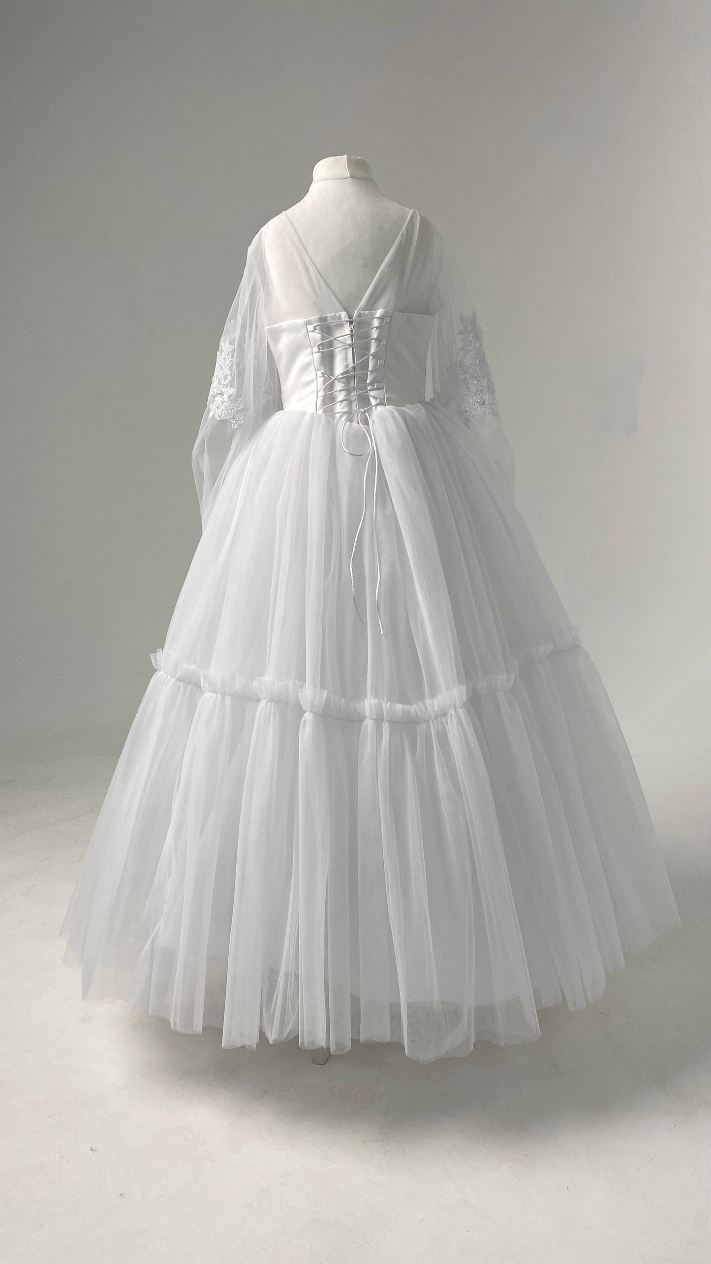 White lace First communion & Baptism dress, flower girl dress, wedding guest dress, Bridesmaids dress, holy communion gown, mini bride dress