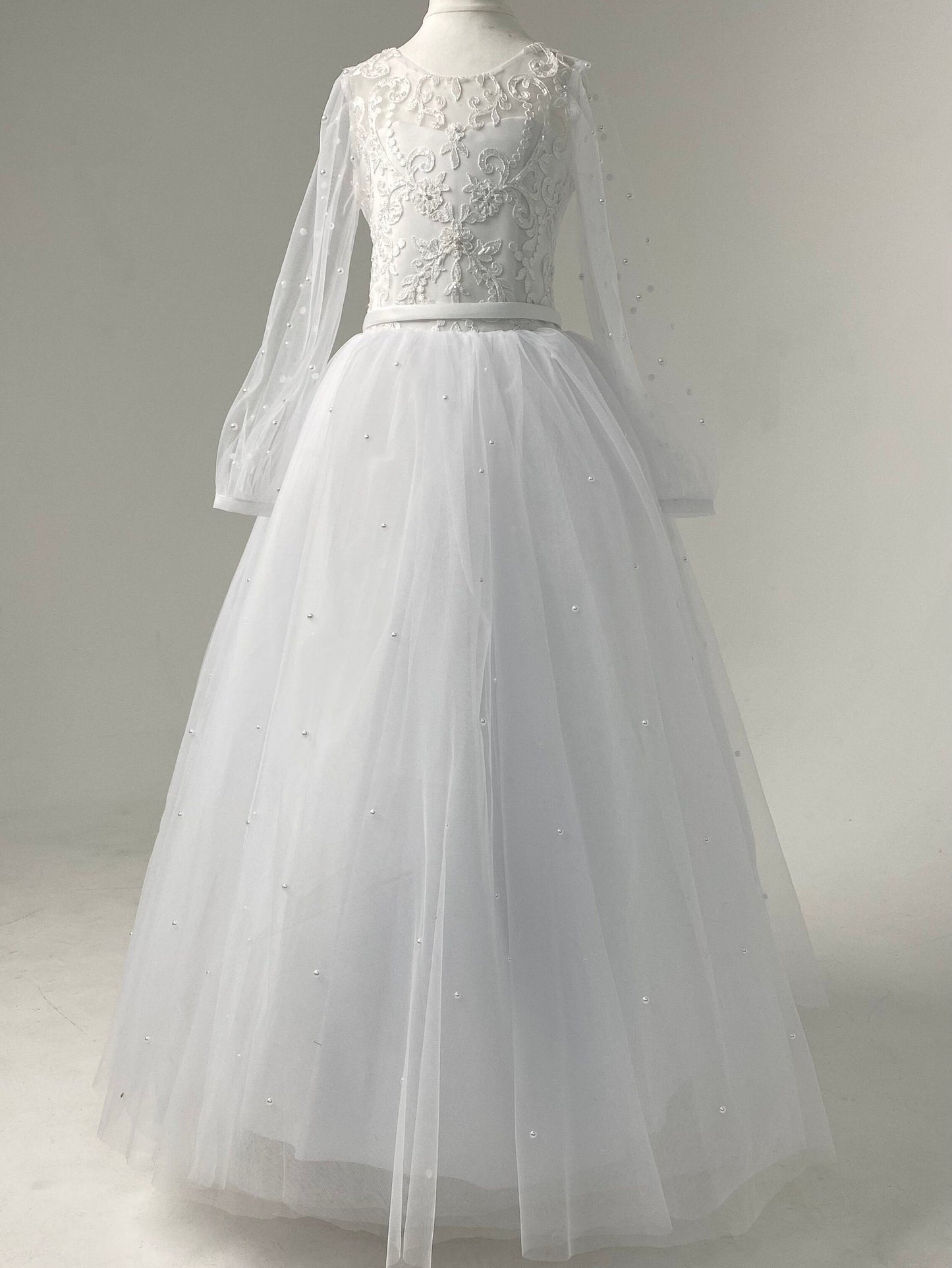 White lace First communion & Baptism dress, flower girl dress, wedding guest dress, Bridesmaids dress, holy communion gown, mini bride dress