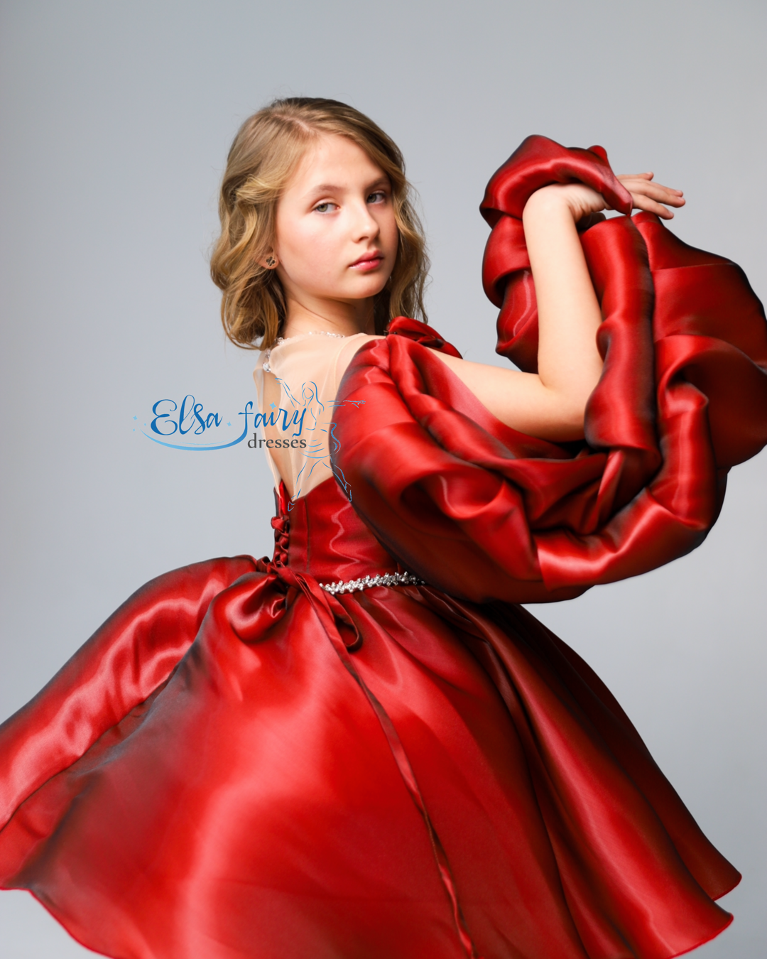 Red Cocktail Birthday Girl Dress, Fun fashion pageant dress, interview pageant gown, Flower Girl Dress, Wedding guest Dress, Toddler Dress, junior bridesmaid gown