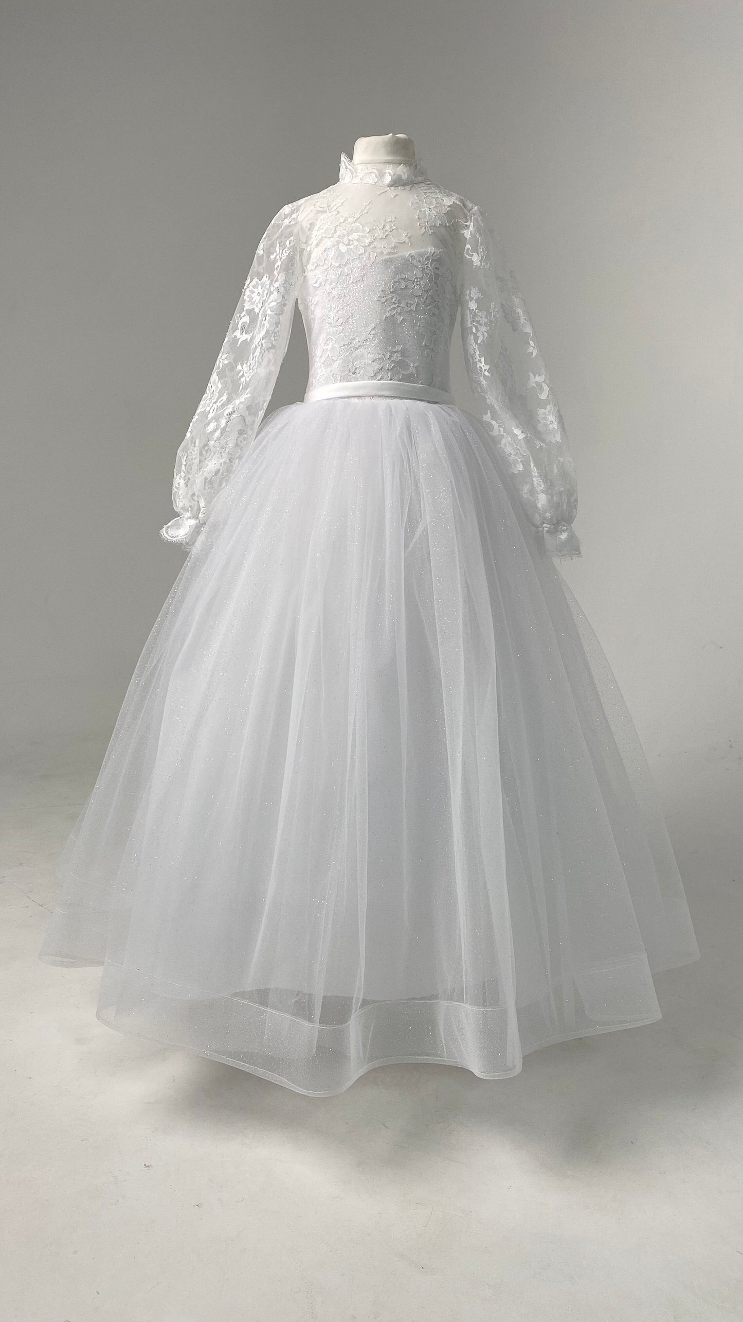 White lace First communion & Baptism dress, flower girl dress, wedding guest dress, Bridesmaids dress, holy communion gown, mini bride dress