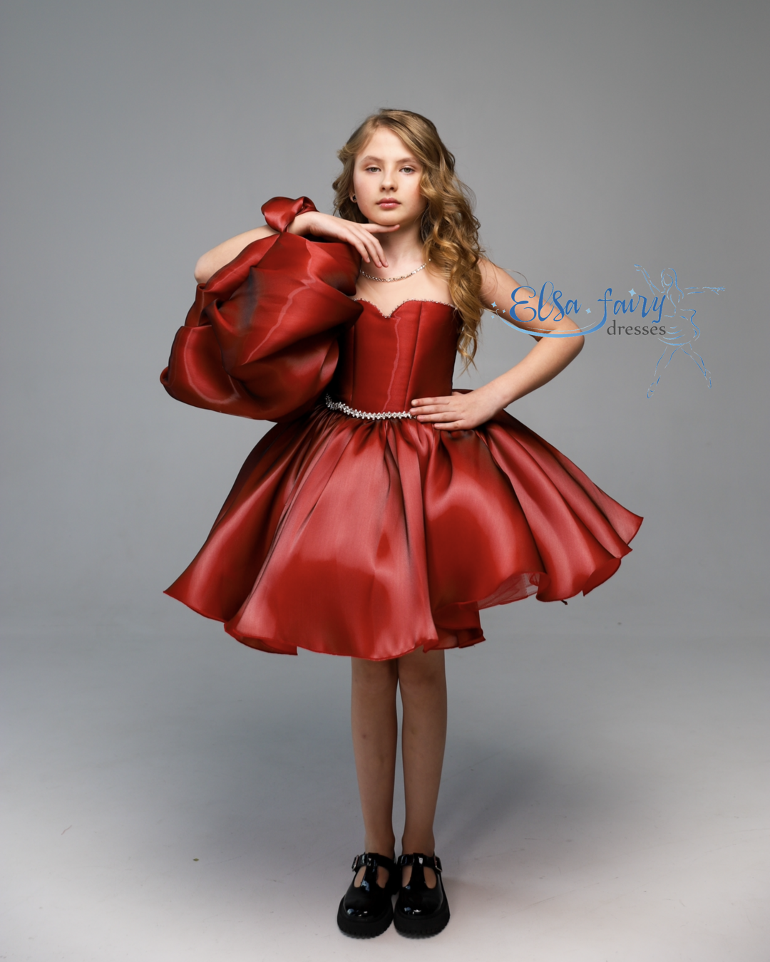 Red Cocktail Birthday Girl Dress, Fun fashion pageant dress, interview pageant gown, Flower Girl Dress, Wedding guest Dress, Toddler Dress, junior bridesmaid gown