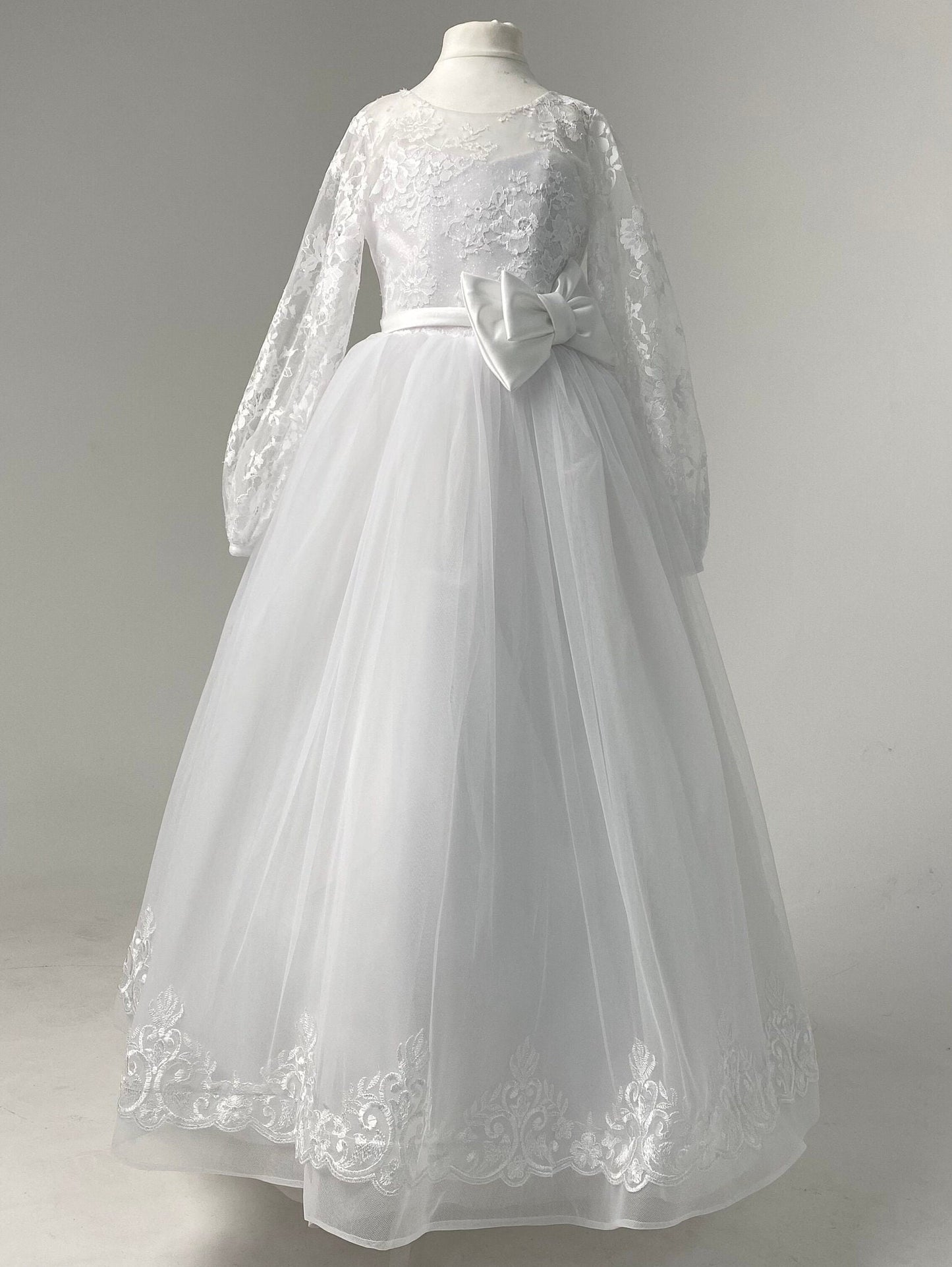 White lace First communion & Baptism dress, flower girl dress, wedding guest dress, Bridesmaids dress, holy communion gown, mini bride dress
