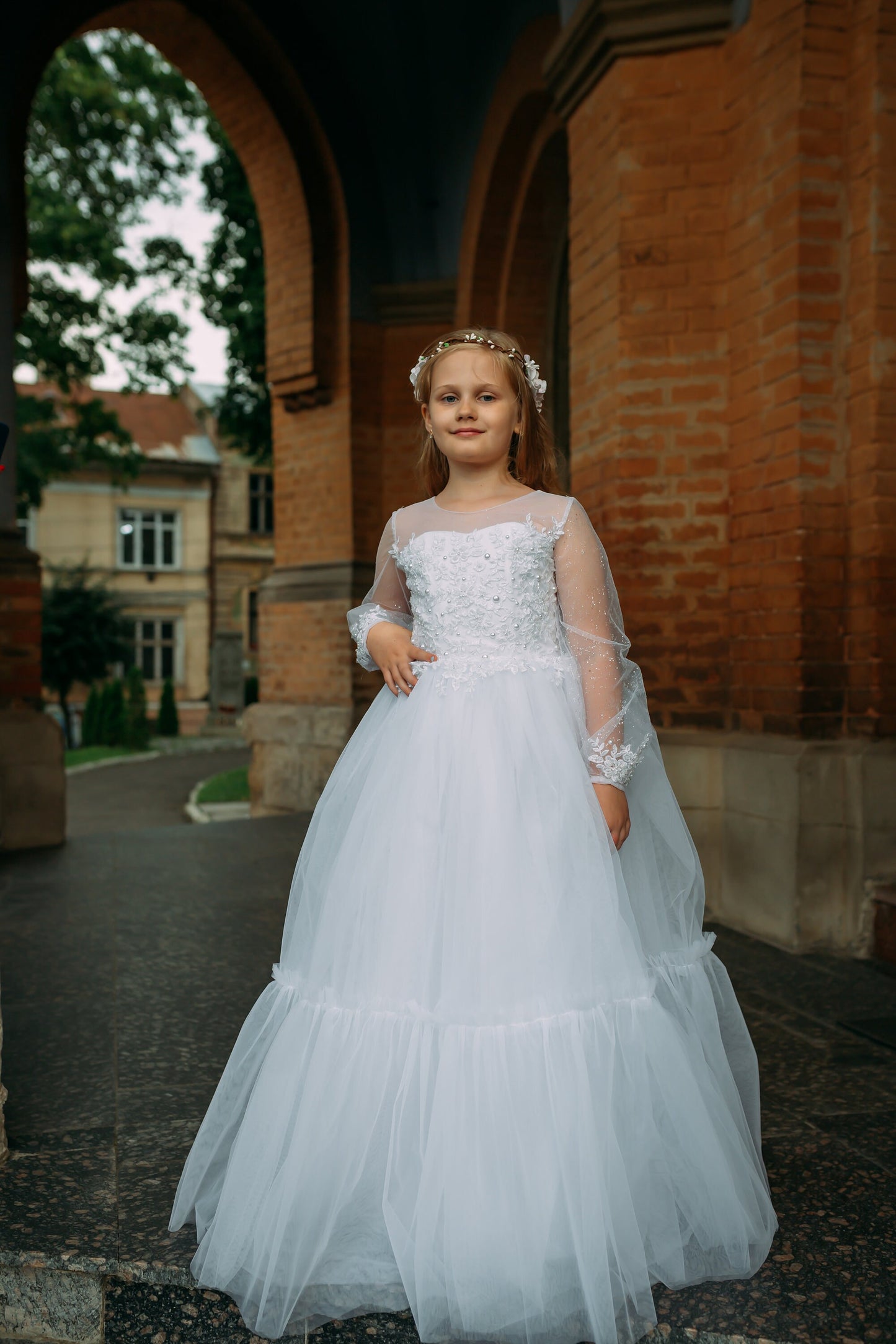 White lace First communion & Baptism dress, flower girl dress, wedding guest dress, Bridesmaids dress, holy communion gown, mini bride dress