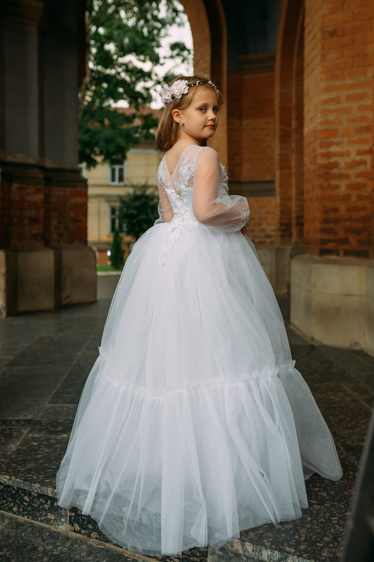 White lace First communion & Baptism dress, flower girl dress, wedding guest dress, Bridesmaids dress, holy communion gown, mini bride dress
