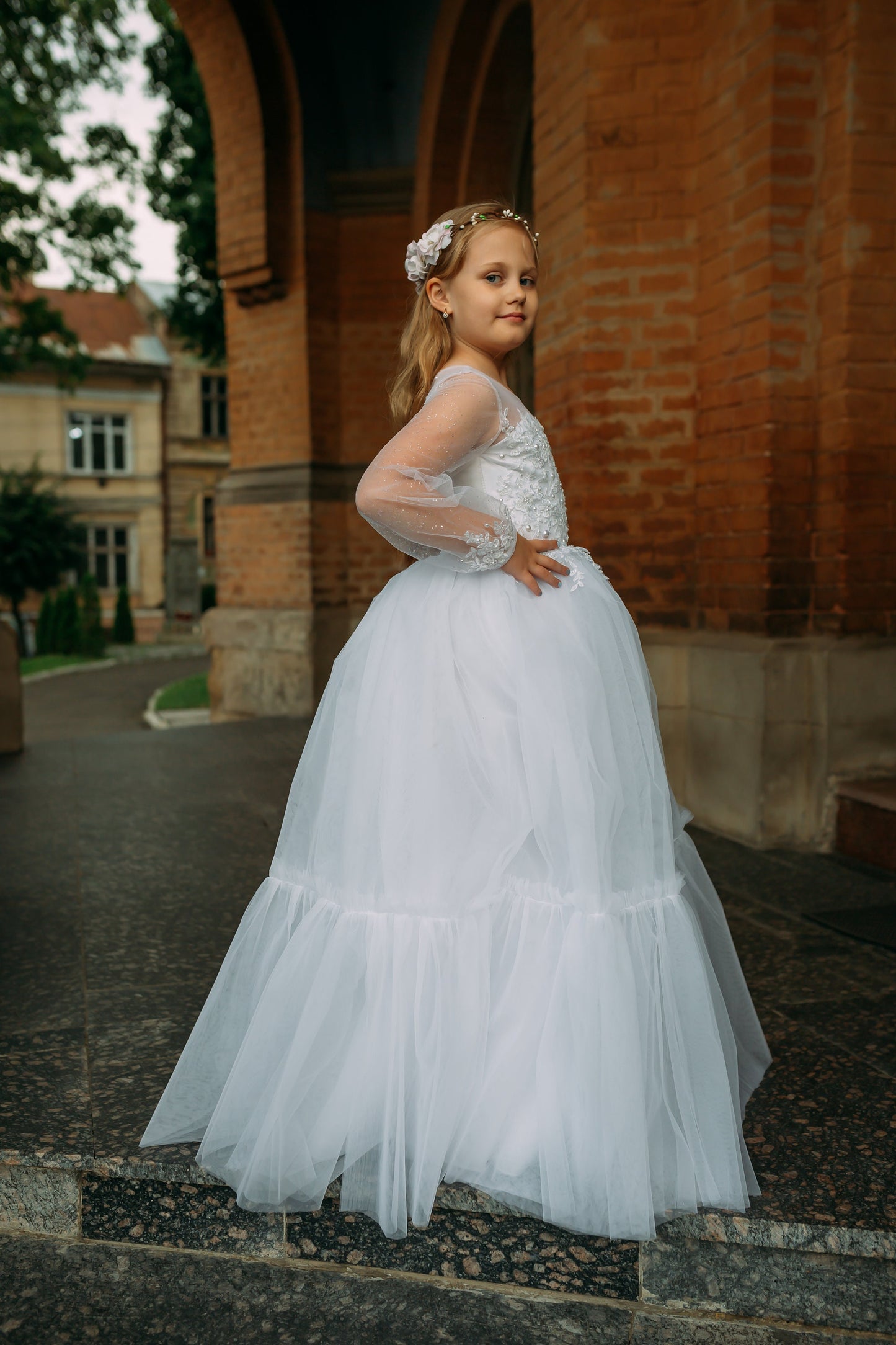 White lace First communion & Baptism dress, flower girl dress, wedding guest dress, Bridesmaids dress, holy communion gown, mini bride dress