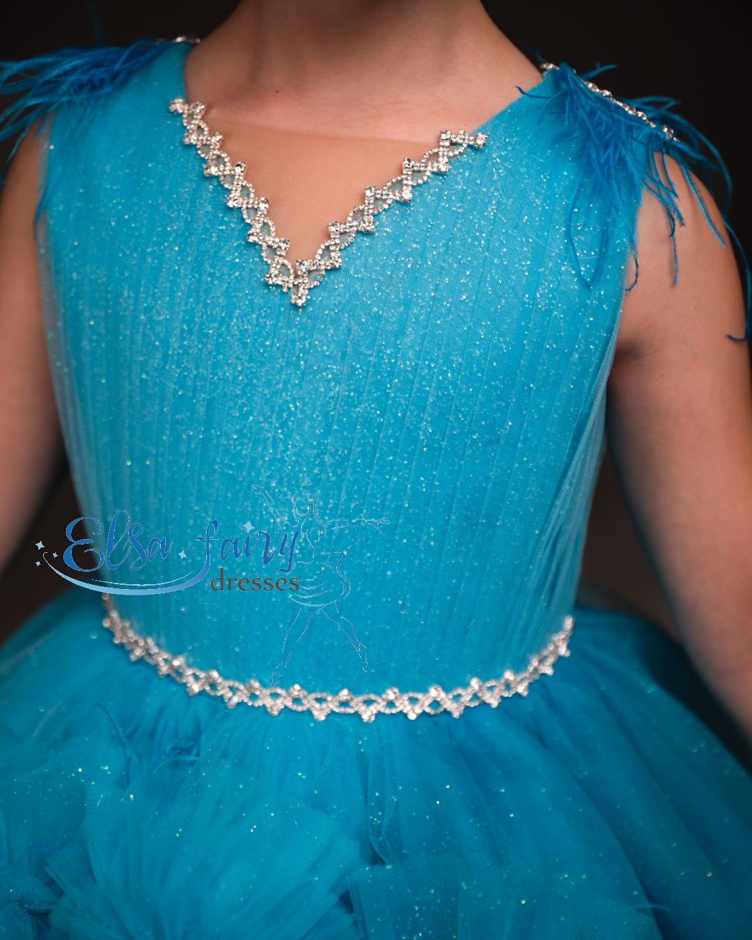 Blue Gala evening gown, Pageant ball gown, Birthday Girl Dress, Flower Girl Dress, Wedding guest Dress, junior bridesmaid gown