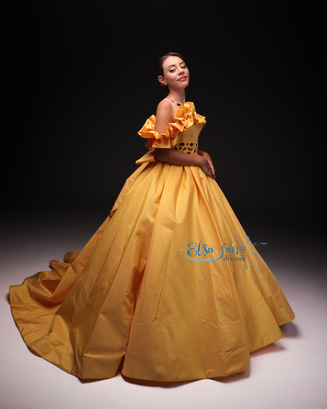 Yellow Gala evening gown, Pageant ball gown, Flower Girl Dress, Wedding guest Dress, Girl Birthday Dress