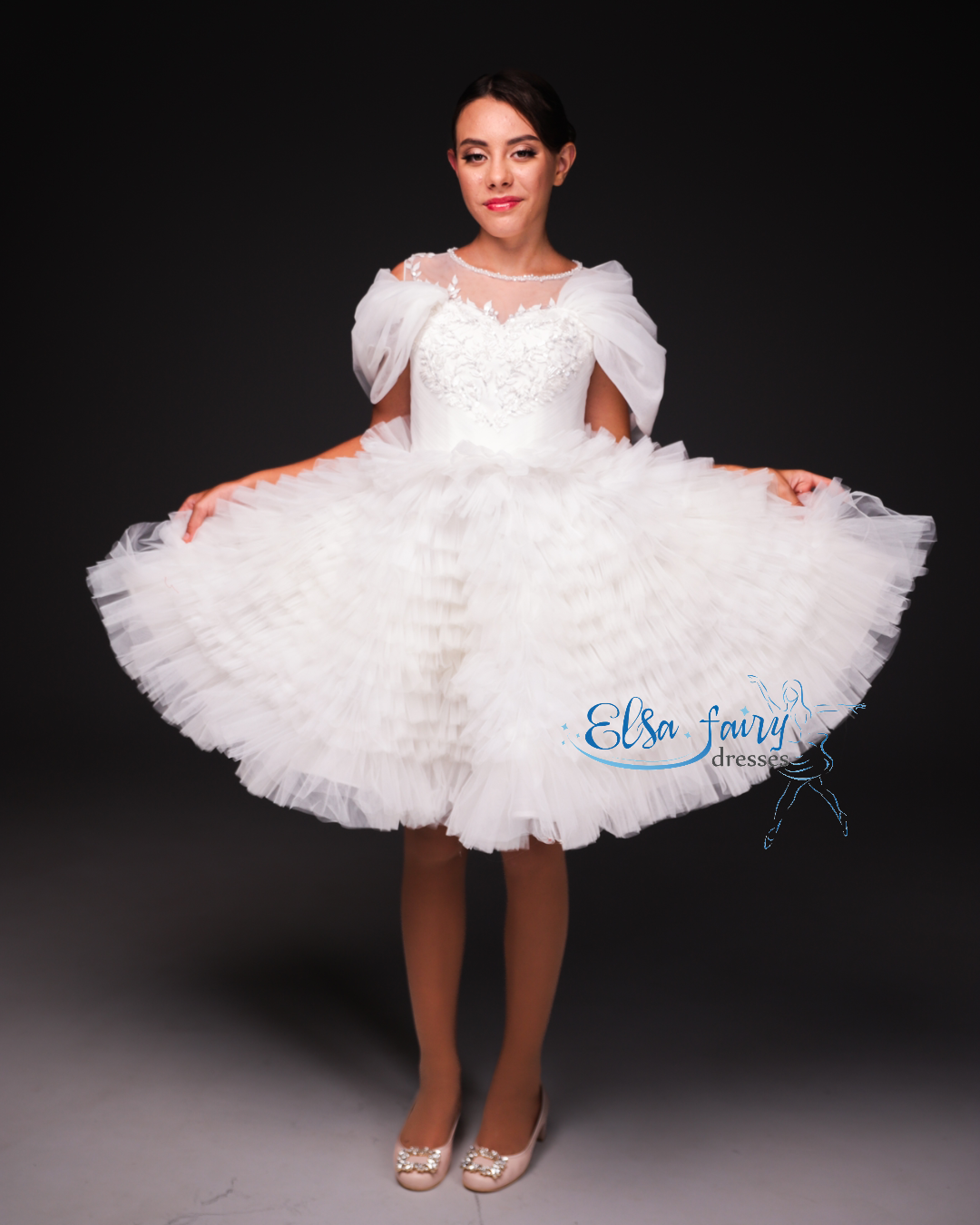 White Couture Birthday Girl Dress, Flower Girl Dress, Wedding guest Dress, Toddler Dress, junior bridesmaid gown