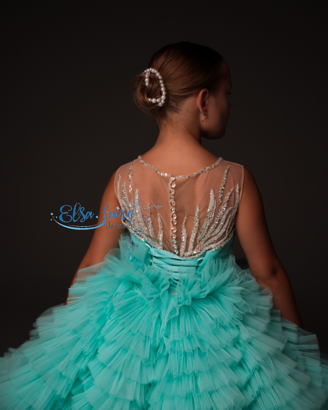 Mint Gala evening gown, Pageant ball gown, Birthday Girl Dress, Flower Girl Dress, Wedding guest Dress, Girl Birthday Dress, junior bridesmaid gown