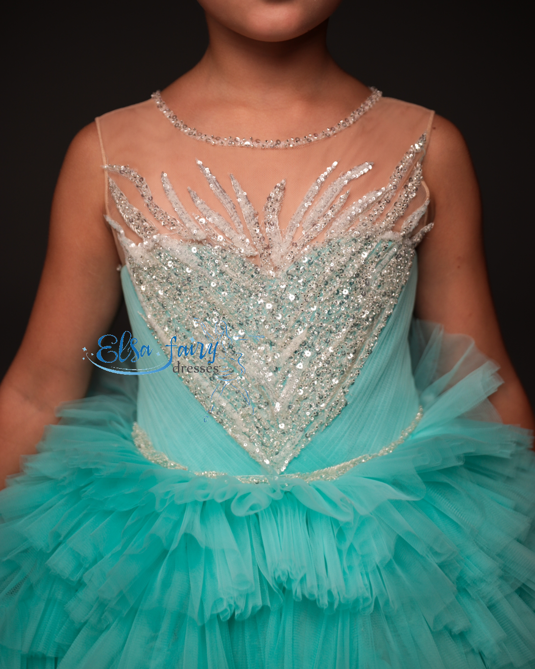 Mint Gala evening gown, Pageant ball gown, Birthday Girl Dress, Flower Girl Dress, Wedding guest Dress, Girl Birthday Dress, junior bridesmaid gown