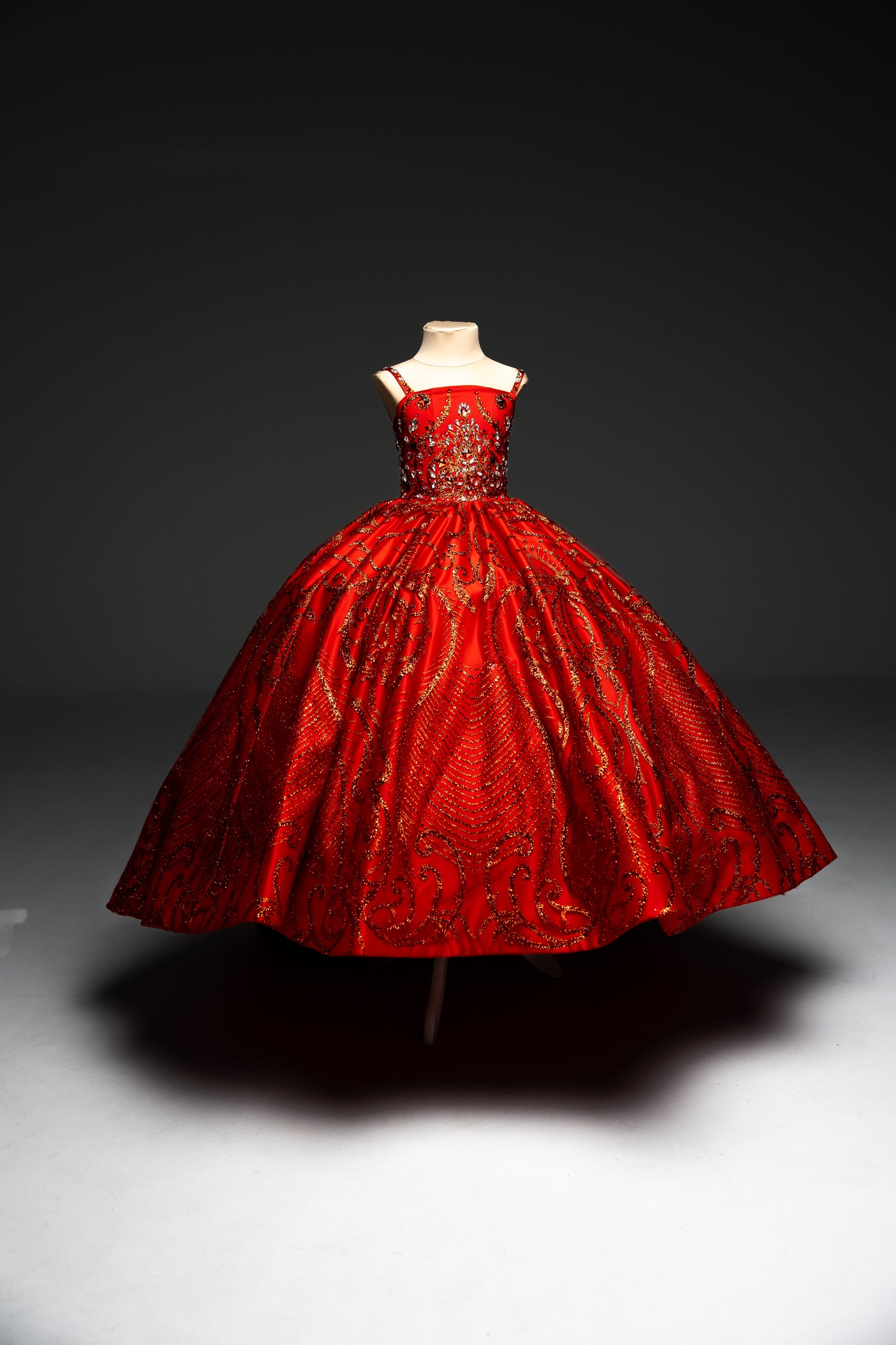 Red Gala evening gown, Pageant ball gown, Girl Birthday Dress, Junior Bridesmaid Dress