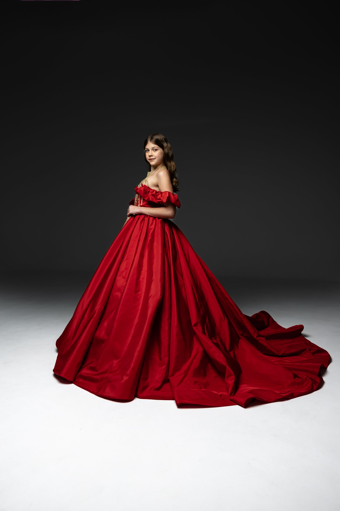 Red Gala evening gown, Pageant ball gown, Flower Girl Dress, Girl Birthday Dress