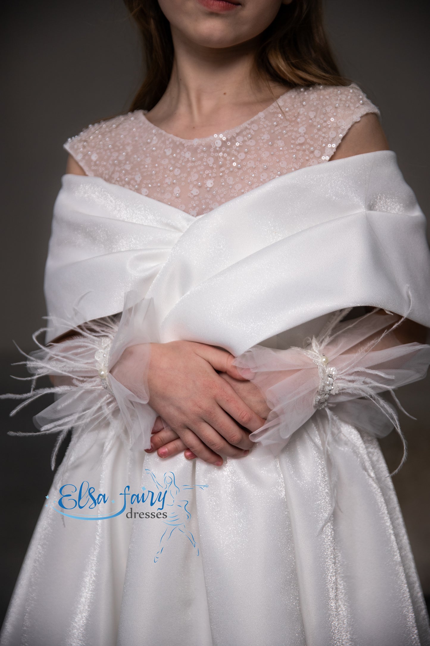 White First Communion & Baptism dress, Flower Girl Dress, wedding guest dress, formal wear, special occasion gown, Junior Bridesmaid dress