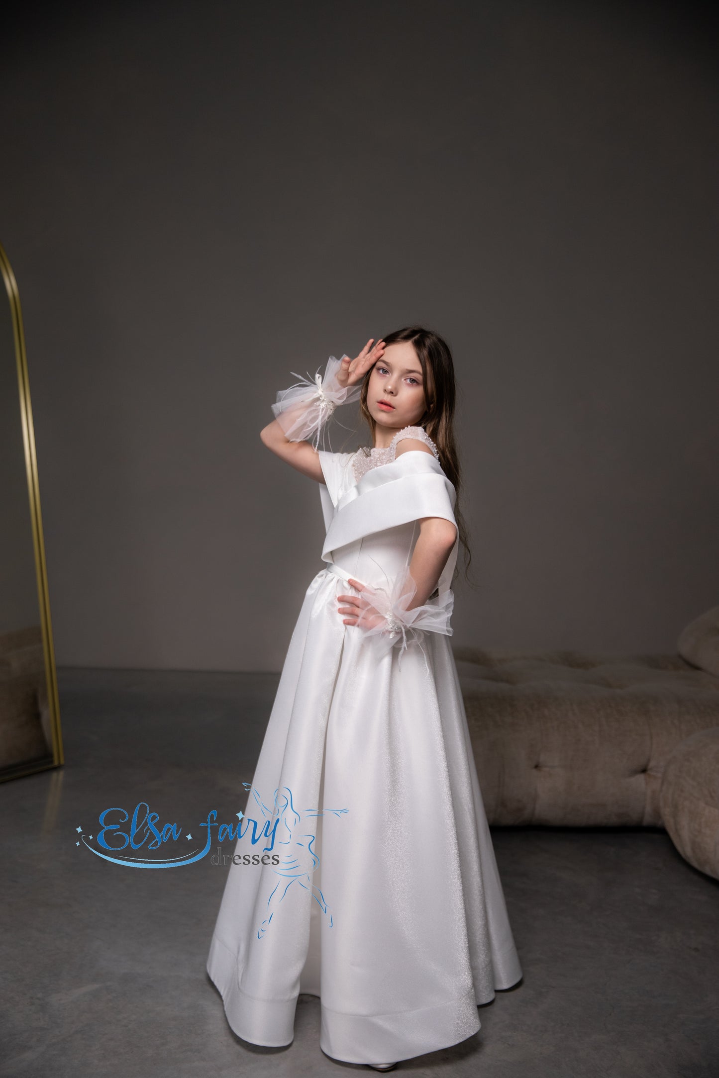 White First Communion & Baptism dress, Flower Girl Dress, wedding guest dress, formal wear, special occasion gown, Junior Bridesmaid dress