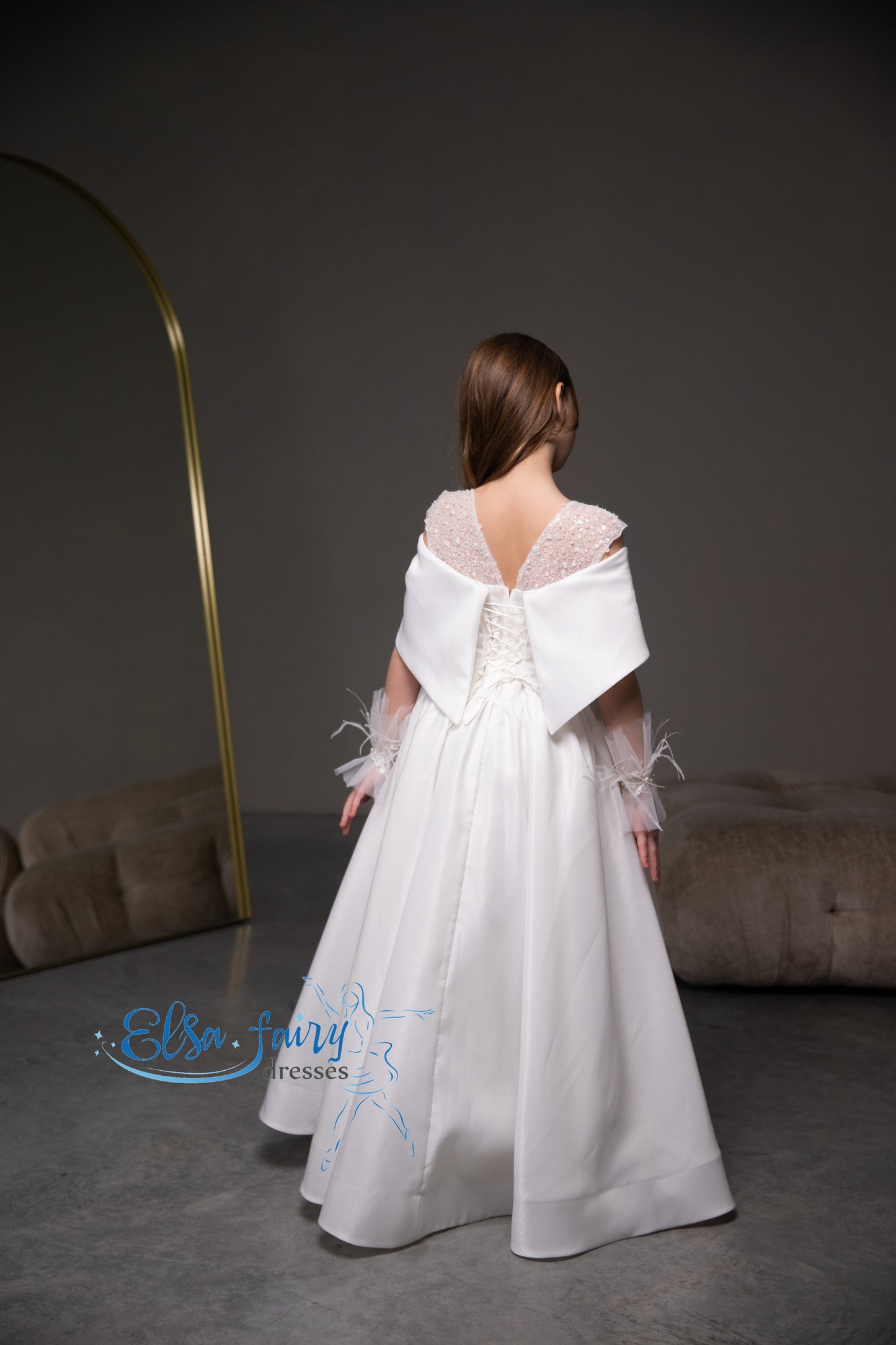 White First Communion & Baptism dress, Flower Girl Dress, wedding guest dress, formal wear, special occasion gown, Junior Bridesmaid dress