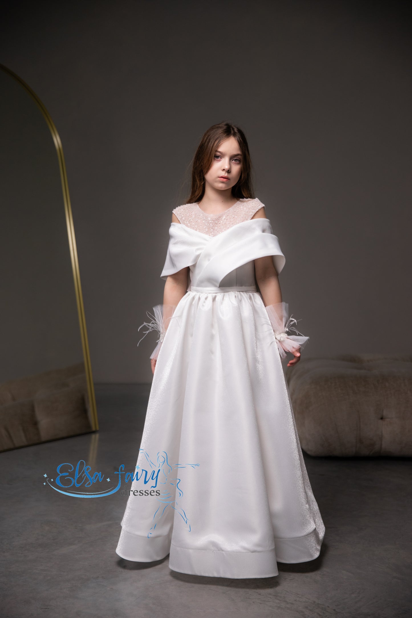 White First Communion & Baptism dress, Flower Girl Dress, wedding guest dress, formal wear, special occasion gown, Junior Bridesmaid dress