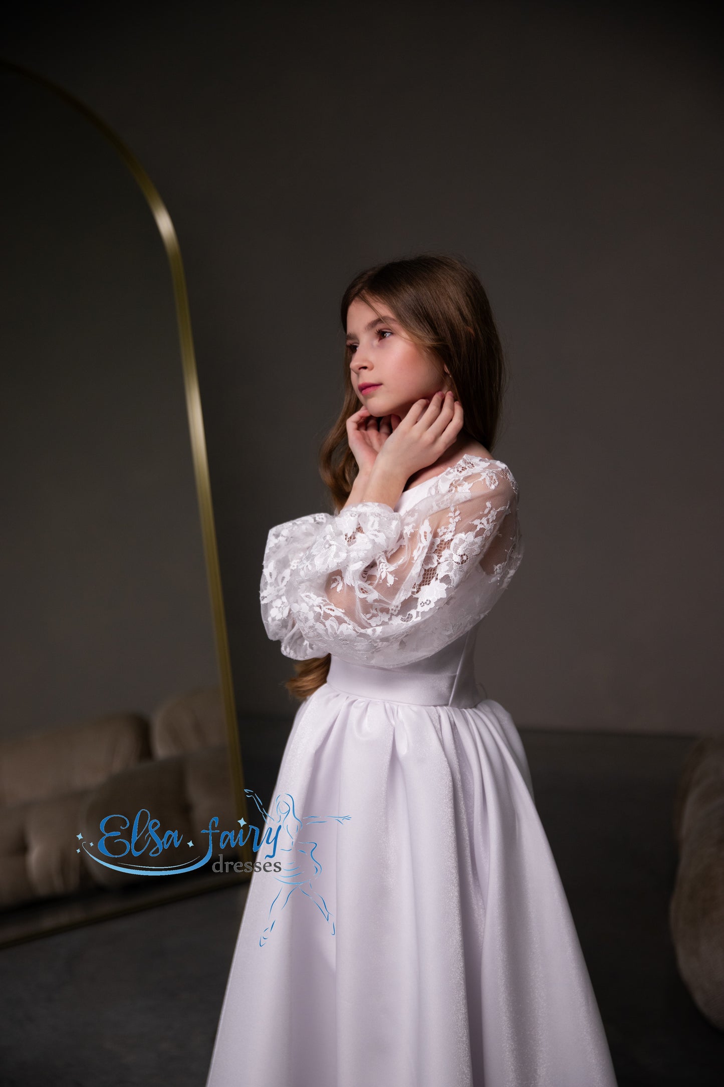 White First Communion & Baptism dress, Flower Girl Dress, wedding guest dress, formal wear, special occasion gown, Junior Bridesmaid dress