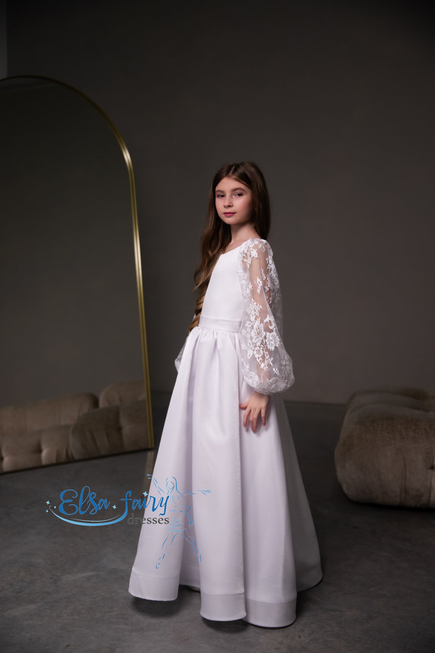 White First Communion & Baptism dress, Flower Girl Dress, wedding guest dress, formal wear, special occasion gown, Junior Bridesmaid dress