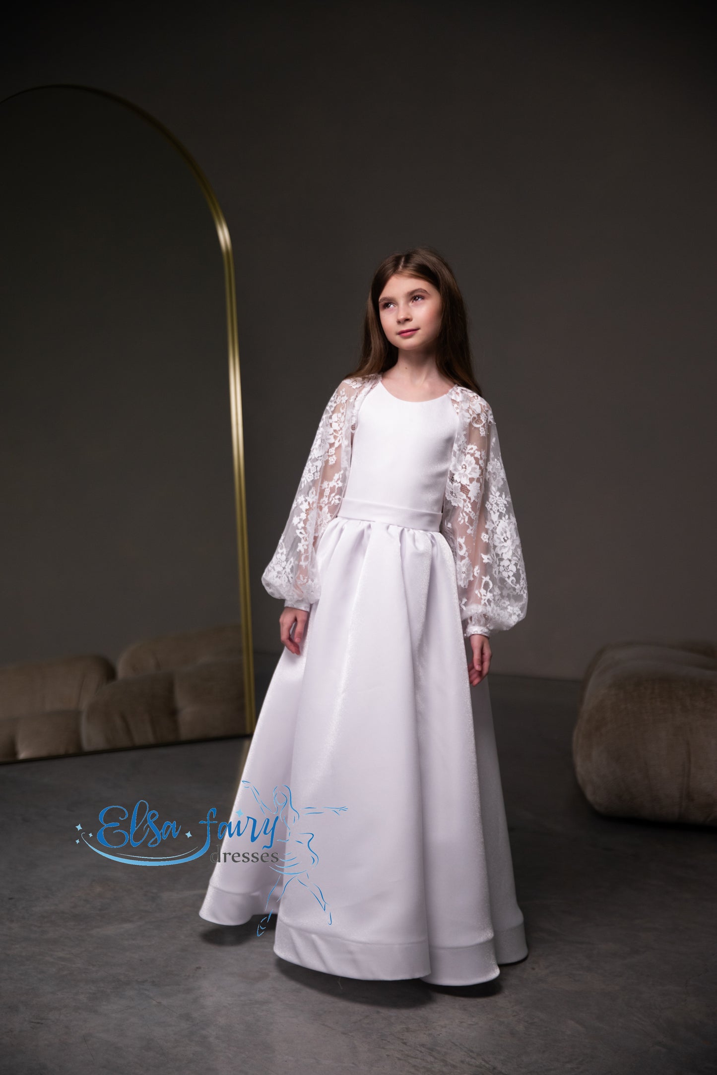 White First Communion & Baptism dress, Flower Girl Dress, wedding guest dress, formal wear, special occasion gown, Junior Bridesmaid dress