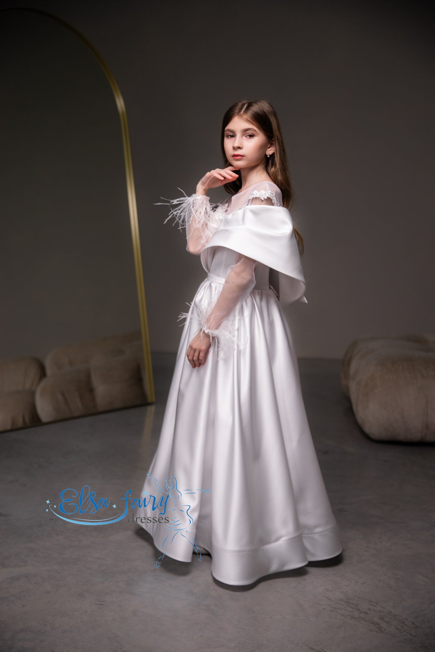 White First Communion & Baptism dress, Flower Girl Dress, wedding guest dress, formal wear, special occasion gown, Junior Bridesmaid dress