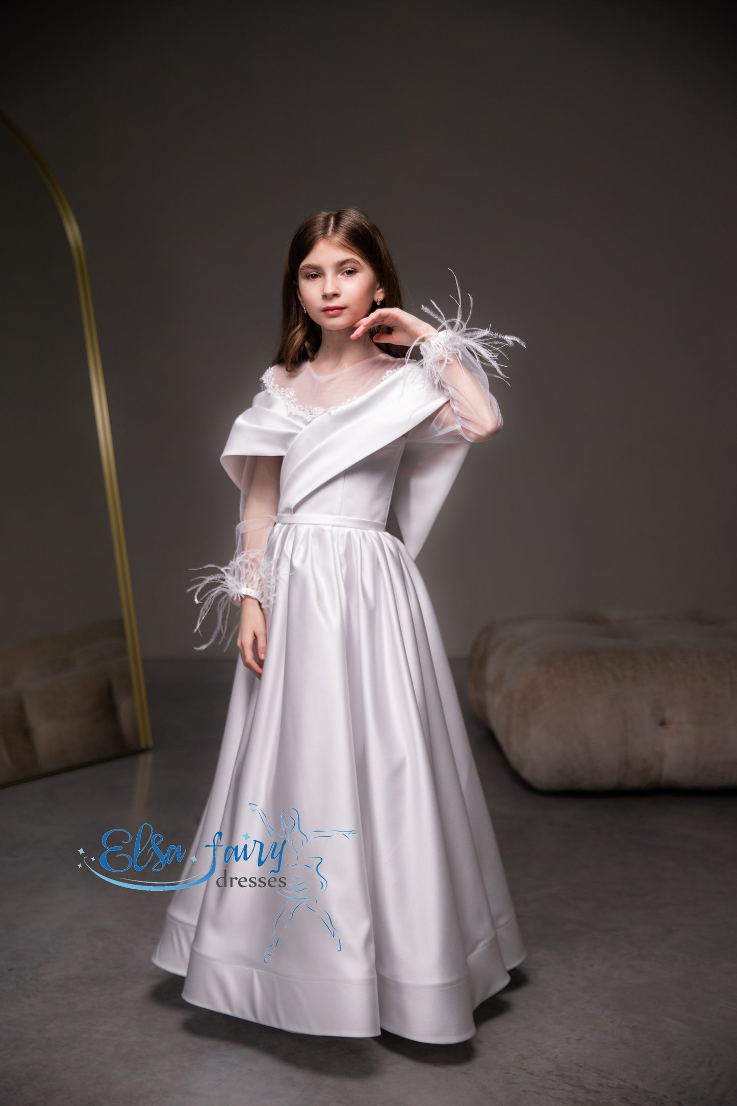 White First Communion & Baptism dress, Flower Girl Dress, wedding guest dress, formal wear, special occasion gown, Junior Bridesmaid dress