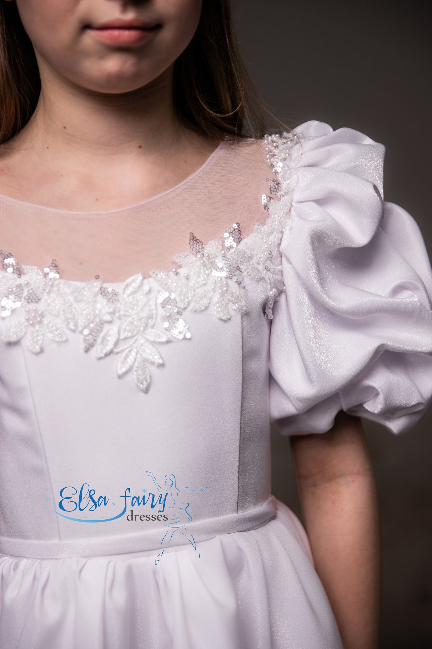 White First Communion & Baptism dress, Flower Girl Dress, wedding guest dress, formal wear, special occasion gown, Junior Bridesmaid dress