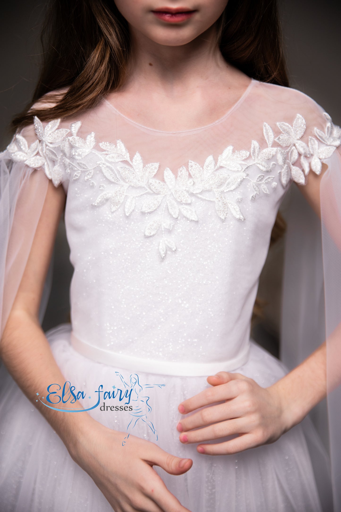 White First Communion & Baptism dress, Flower Girl Dress, wedding guest dress, formal wear, special occasion gown, Junior Bridesmaid dress