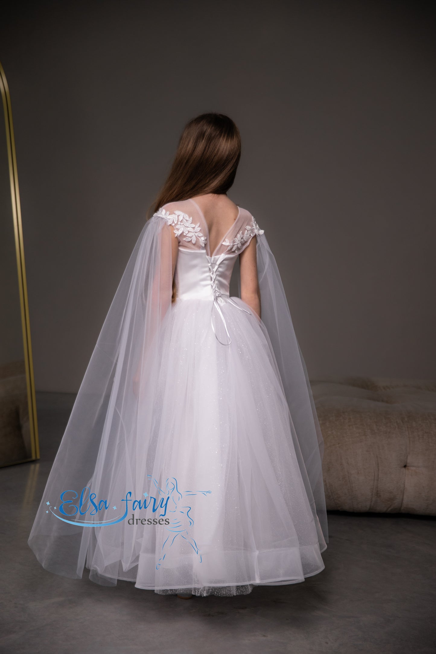 White First Communion & Baptism dress, Flower Girl Dress, wedding guest dress, formal wear, special occasion gown, Junior Bridesmaid dress