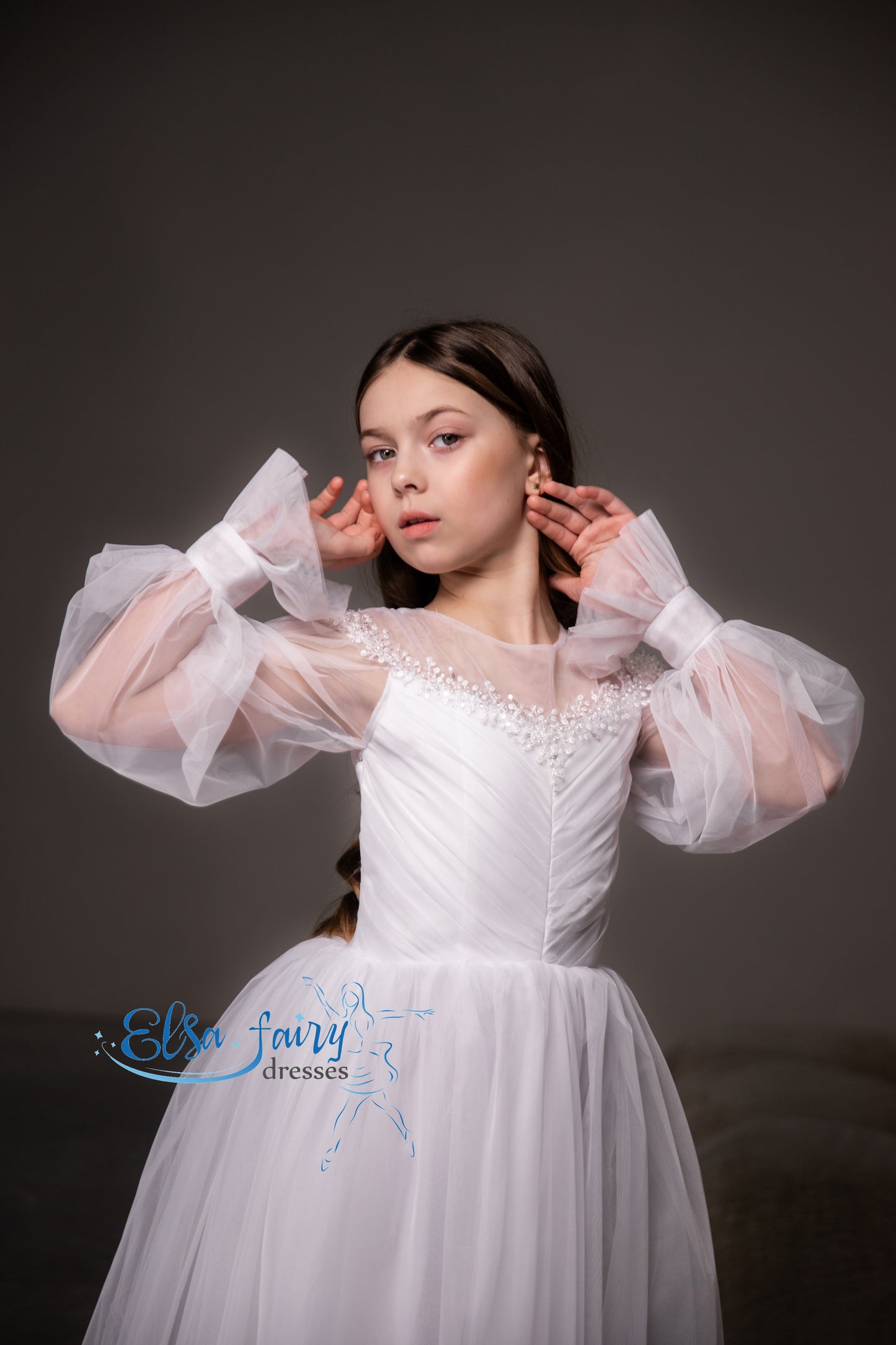 White First Communion & Baptism dress, Flower Girl Dress, wedding guest dress, formal wear, special occasion gown, Junior Bridesmaid dress