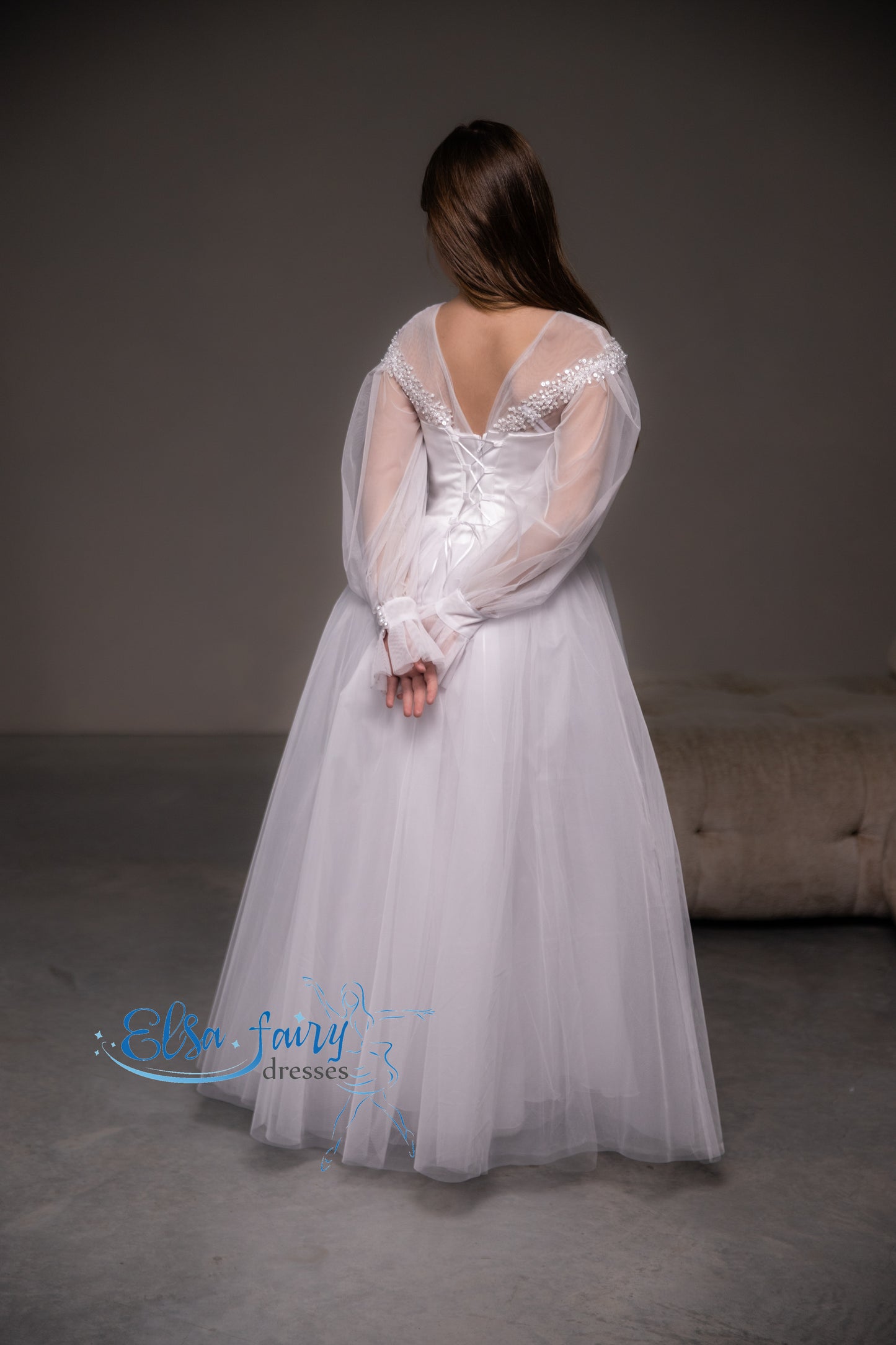 White First Communion & Baptism dress, Flower Girl Dress, wedding guest dress, formal wear, special occasion gown, Junior Bridesmaid dress