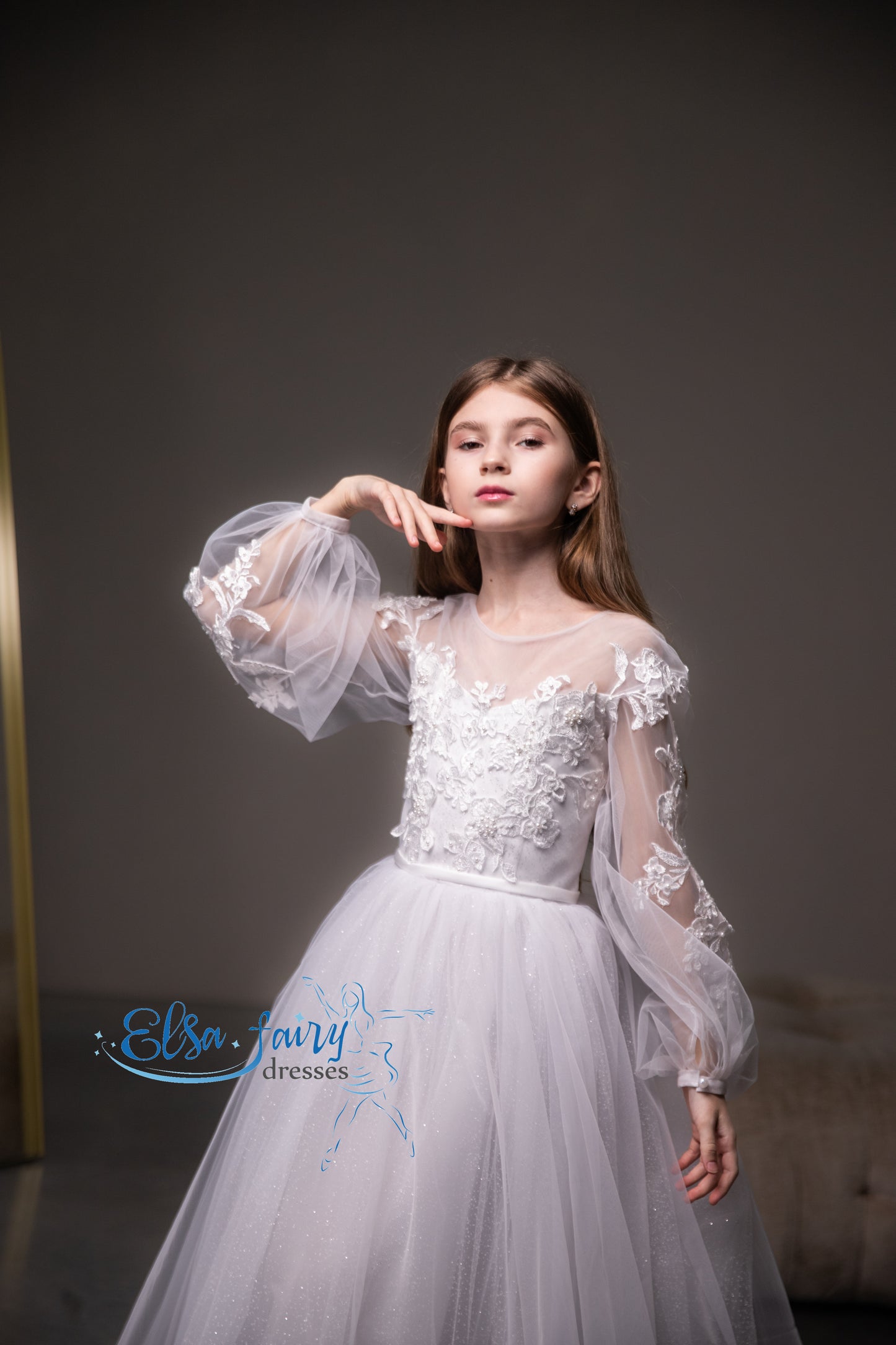 White First Communion & Baptism dress, Flower Girl Dress, wedding guest dress, formal wear, special occasion gown, Junior Bridesmaid dress