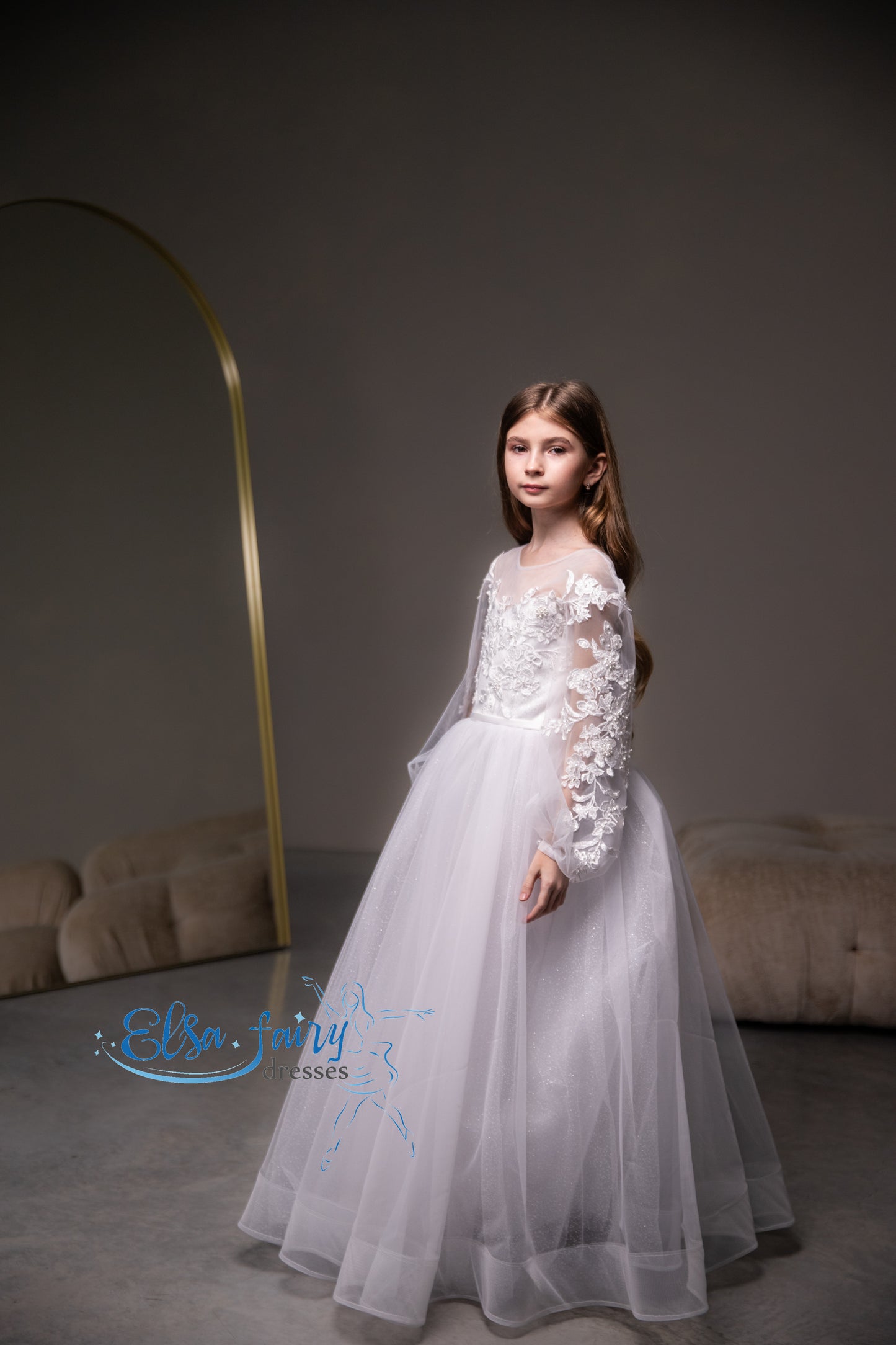 White First Communion & Baptism dress, Flower Girl Dress, wedding guest dress, formal wear, special occasion gown, Junior Bridesmaid dress