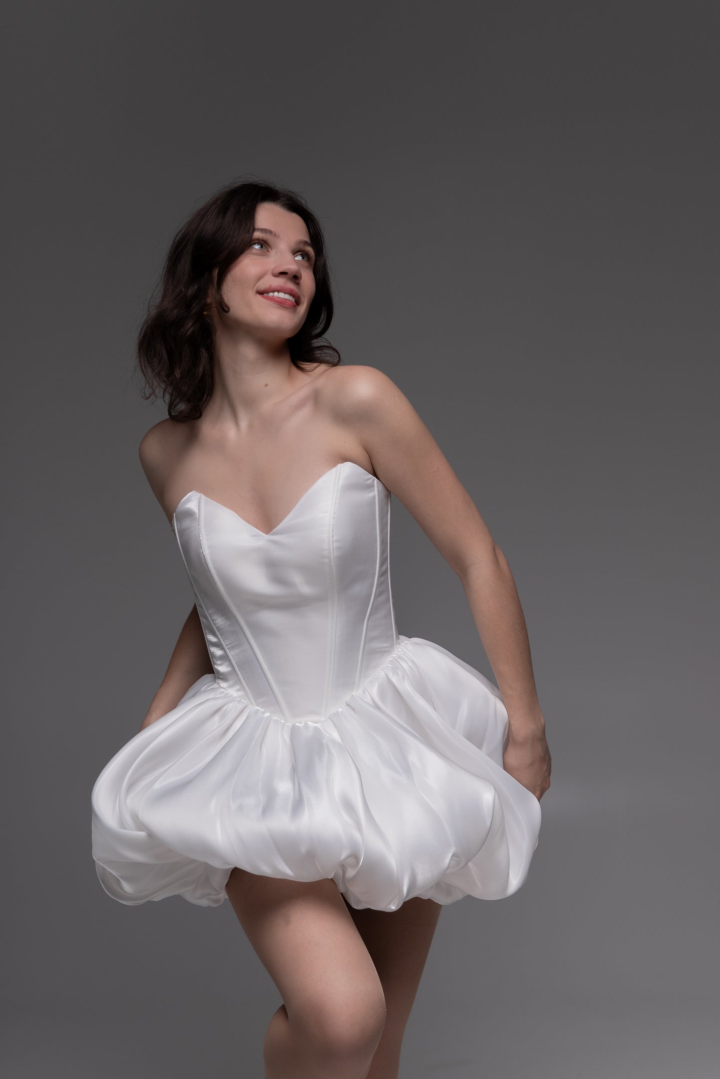 White Cocktail Gown, Prom Dress, Wedding guest Dress, Pageant Interview Dress