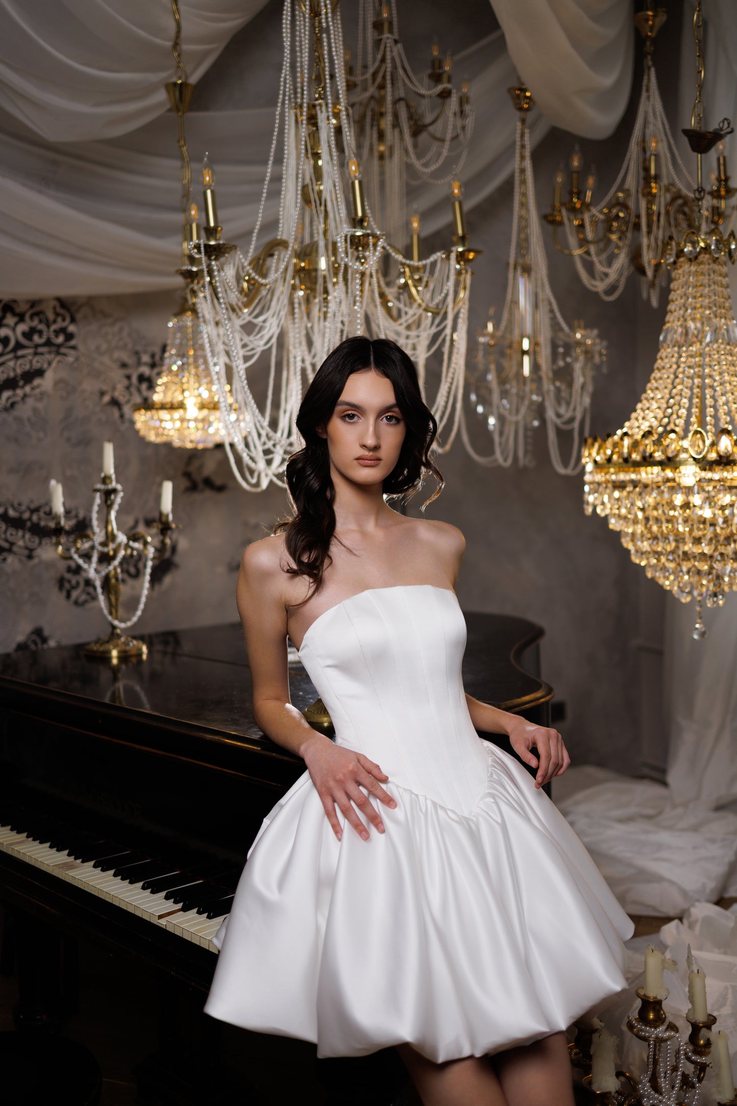 White Cocktail Gown, Prom Dress, Wedding guest Dress, Pageant Interview Dress