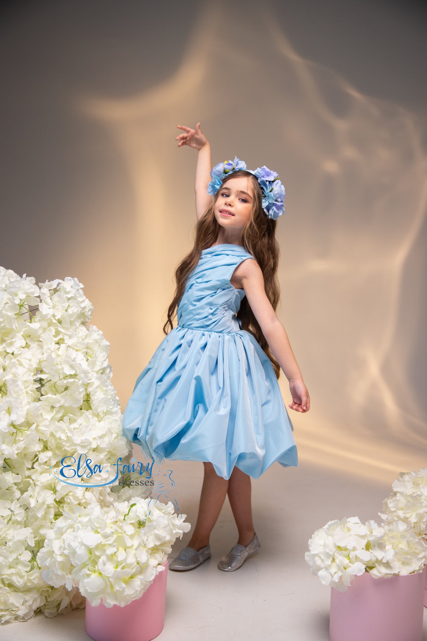Blue Flower Girl Dress, Birthday Girl Dress, Wedding guest Dress, Toddler Dress, Junior bridesmaid dress, 1st birthday Baby frock