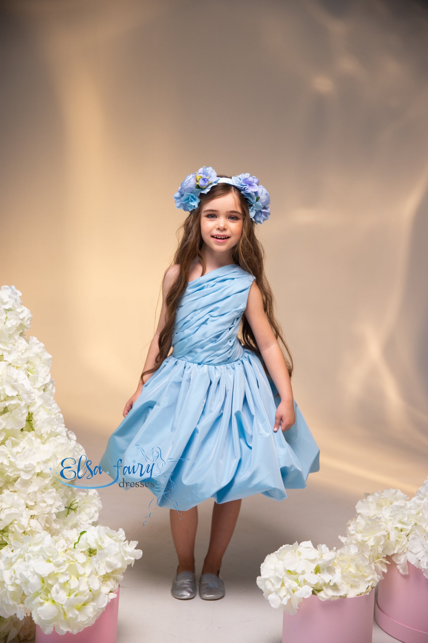 Blue Flower Girl Dress, Birthday Girl Dress, Wedding guest Dress, Toddler Dress, Junior bridesmaid dress, 1st birthday Baby frock