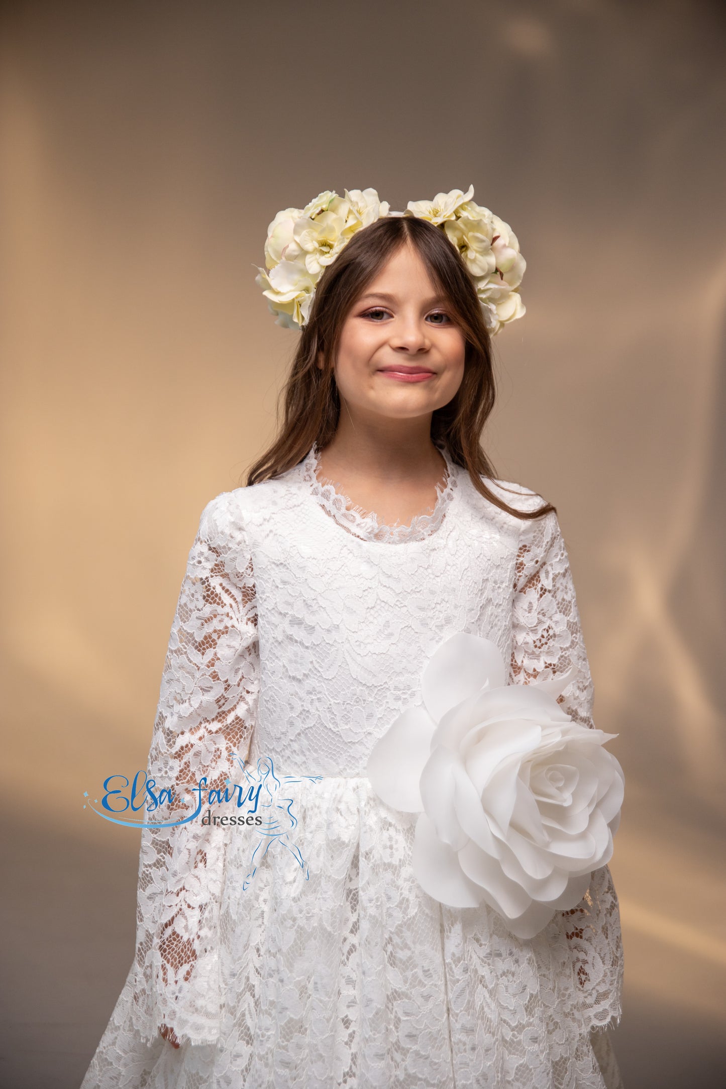 White First Communion & Baptism dress, Flower Girl Dress, wedding guest dress, formal wear, special occasion gown, Junior Bridesmaid dress