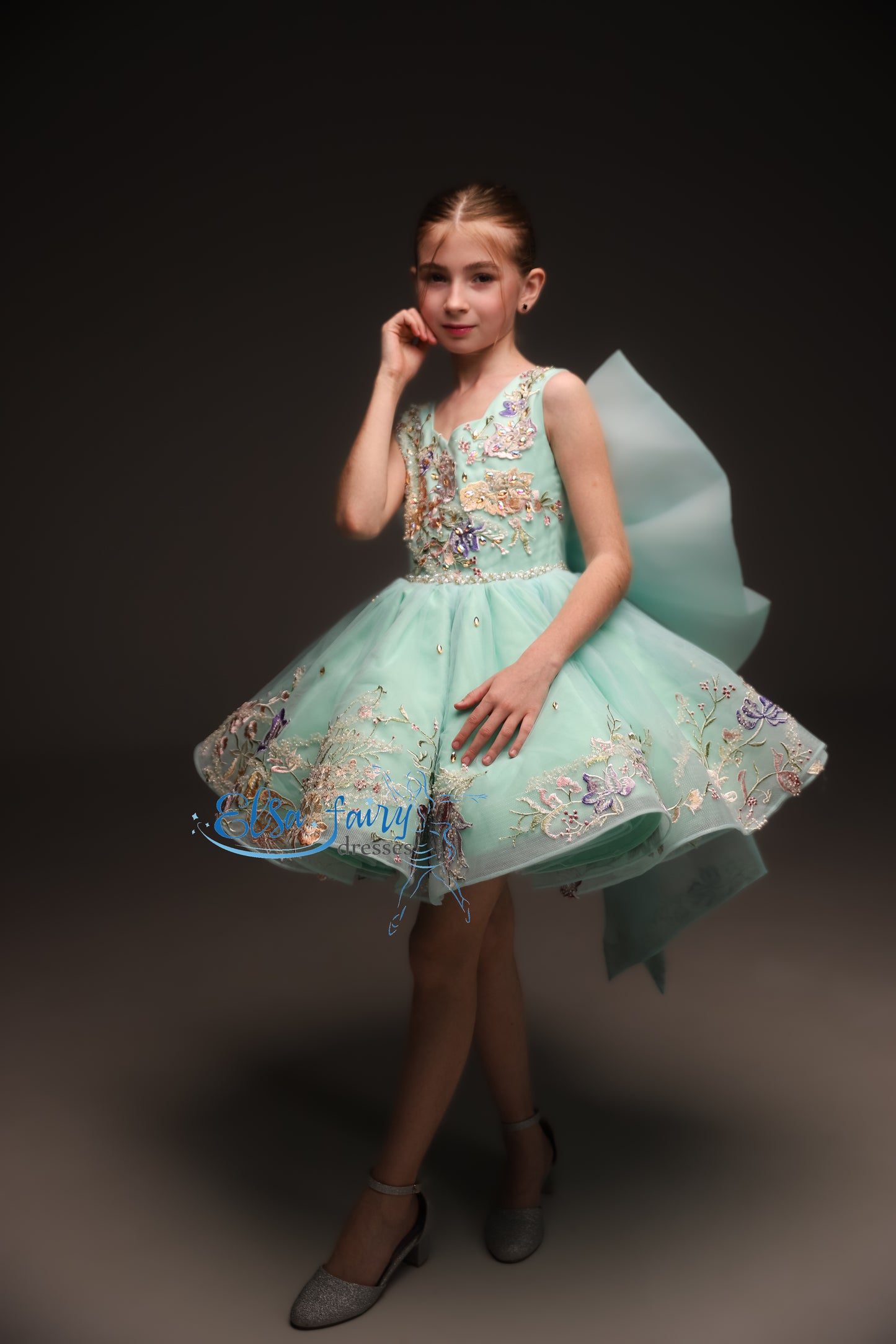 Minty couture special occasion cocktail dress, Pageant ball gown, Birthday Girl Dress, Flower Girl Dress, Wedding guest Dress, junior bridesmaid gown