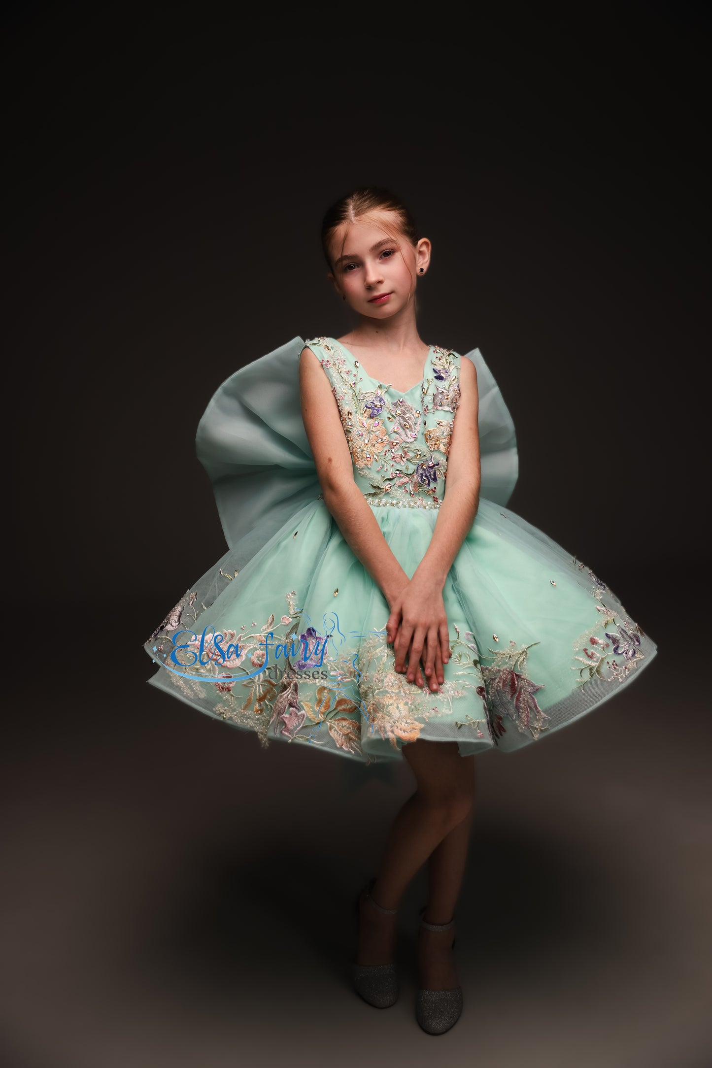 Minty couture special occasion cocktail dress, Pageant ball gown, Birthday Girl Dress, Flower Girl Dress, Wedding guest Dress, junior bridesmaid gown