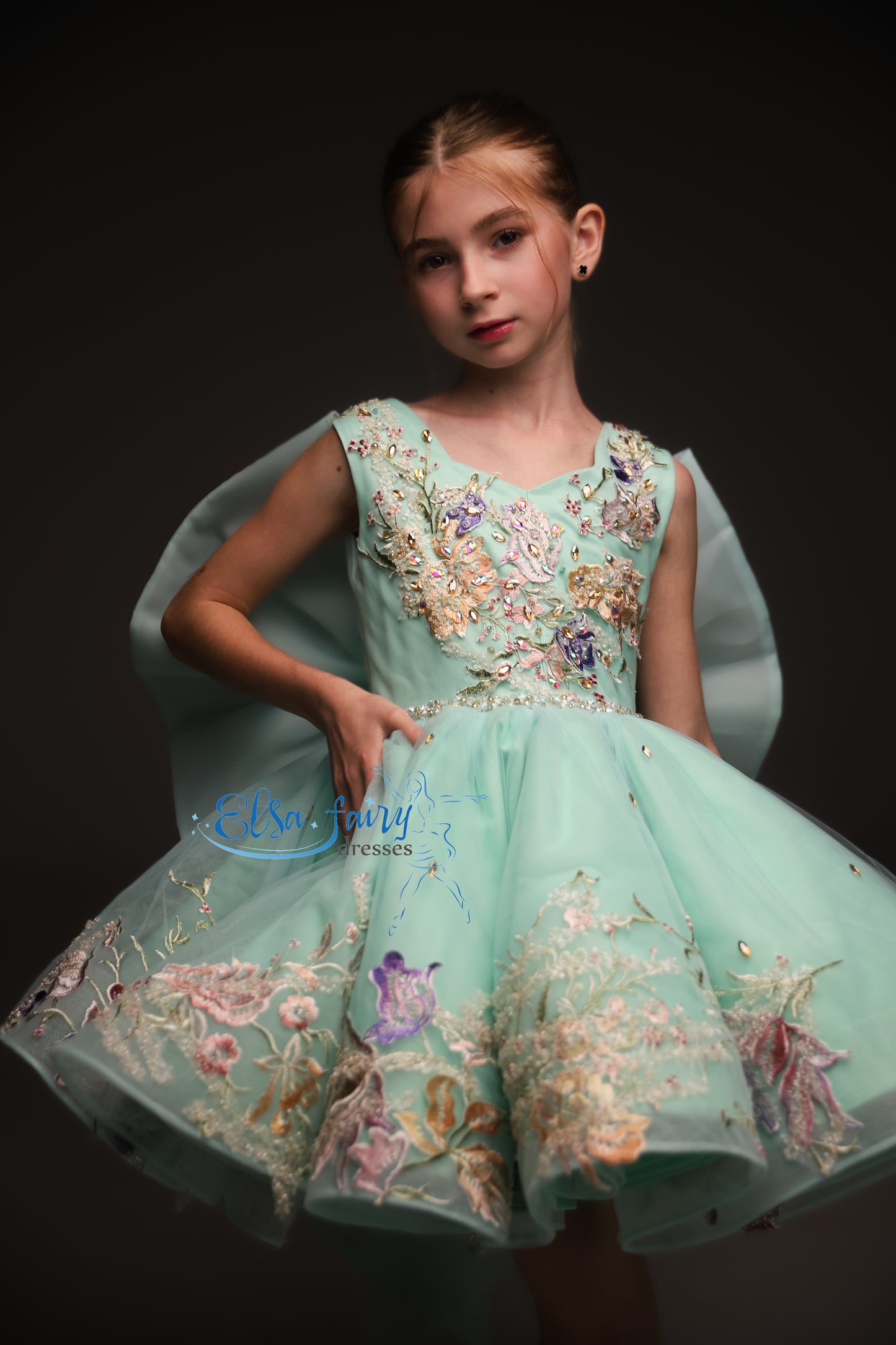Minty couture special occasion cocktail dress, Pageant ball gown, Birthday Girl Dress, Flower Girl Dress, Wedding guest Dress, junior bridesmaid gown