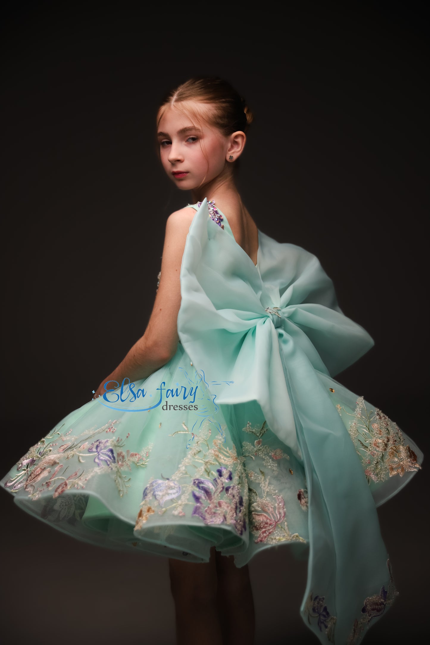 Minty couture special occasion cocktail dress, Pageant ball gown, Birthday Girl Dress, Flower Girl Dress, Wedding guest Dress, junior bridesmaid gown