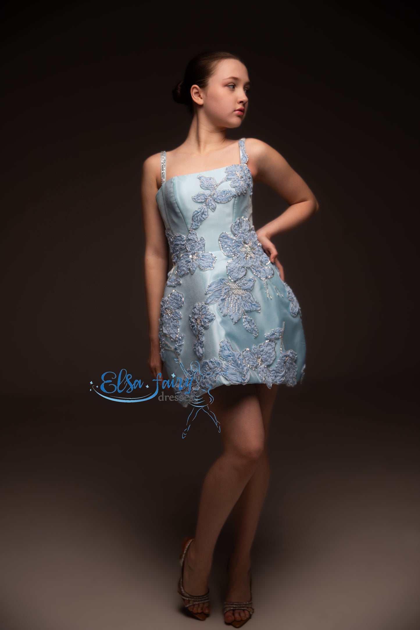 Blue organza couture special occasion dress, Pageant ball gown, Birthday Girl Dress, Flower Girl Dress, Wedding guest Dress, junior bridesmaid gown