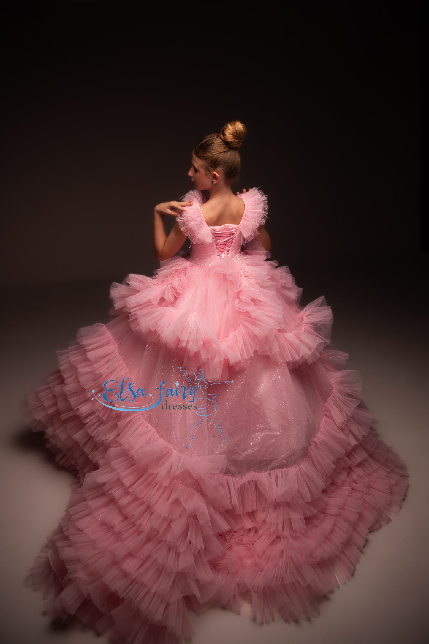 Pink Gala evening gown, Pageant ball gown, Birthday Girl Dress, Flower Girl Dress, Wedding guest Dress, Girl Birthday Dress, junior bridesmaid gown