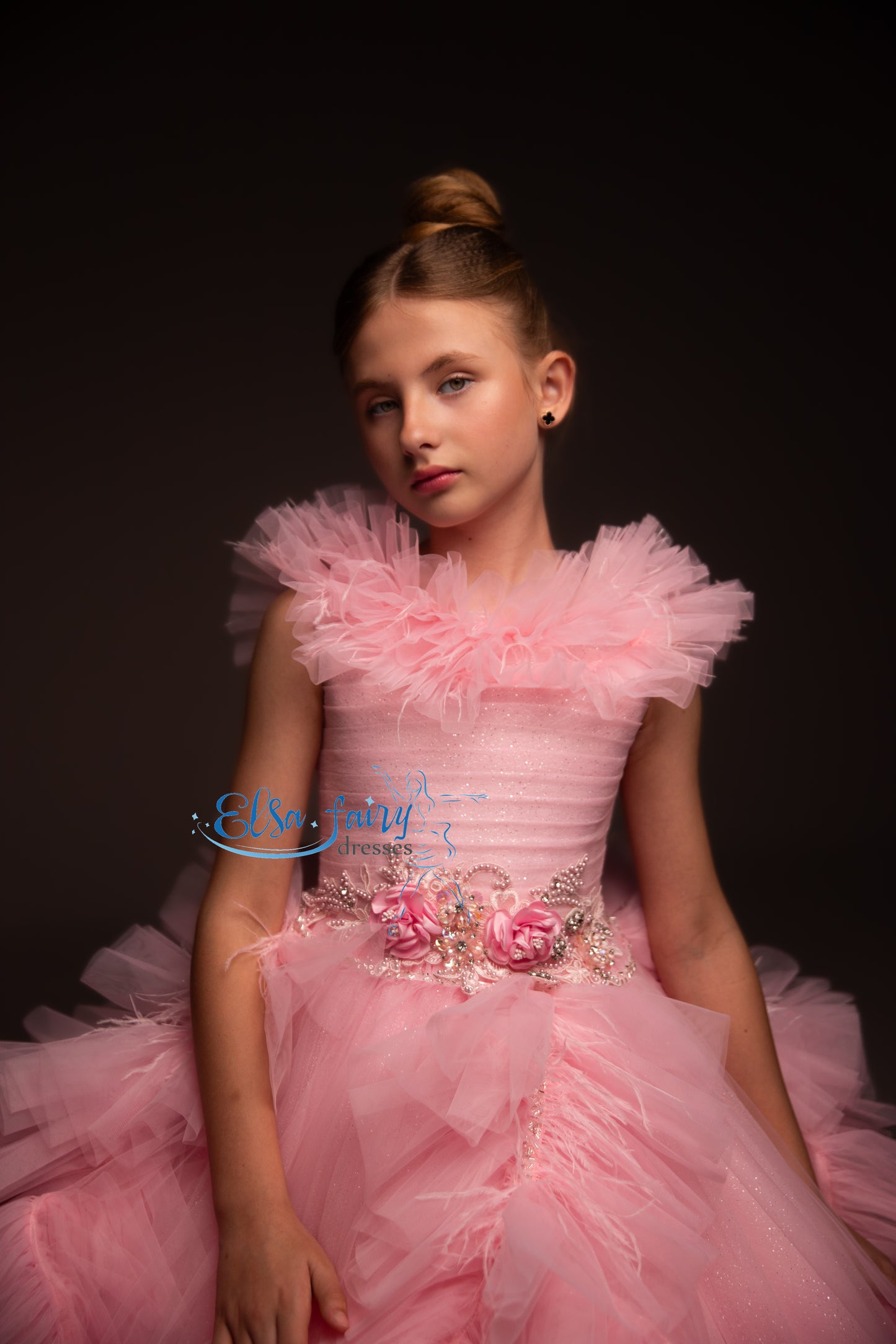 Pink Gala evening gown, Pageant ball gown, Birthday Girl Dress, Flower Girl Dress, Wedding guest Dress, Girl Birthday Dress, junior bridesmaid gown