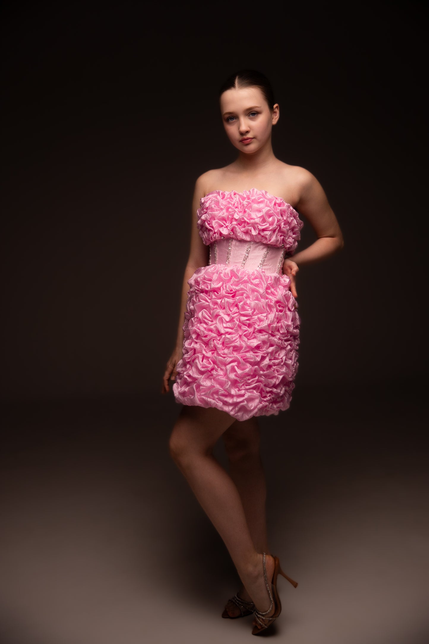 Pink organza couture special occasion dress, Birthday Girl Dress, Wedding guest Dress, Graduation Dress
