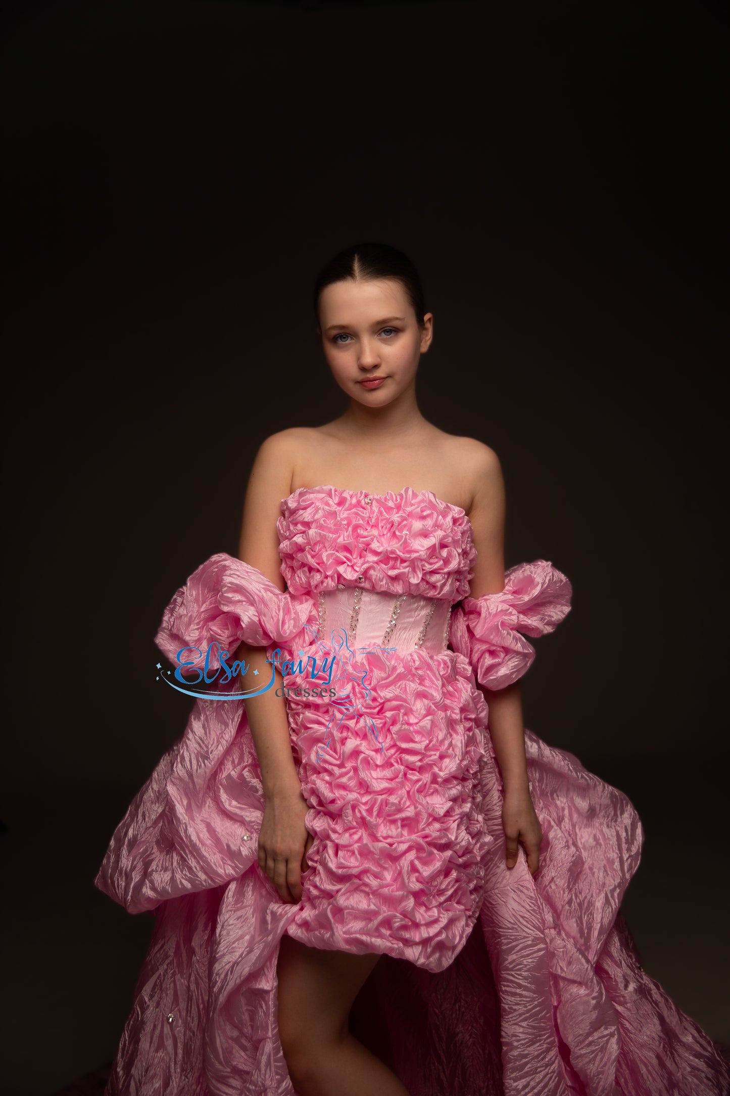Pink organza couture special occasion dress, Pageant ball gown, Birthday Girl Dress, Flower Girl Dress, Wedding guest Dress, junior bridesmaid gown