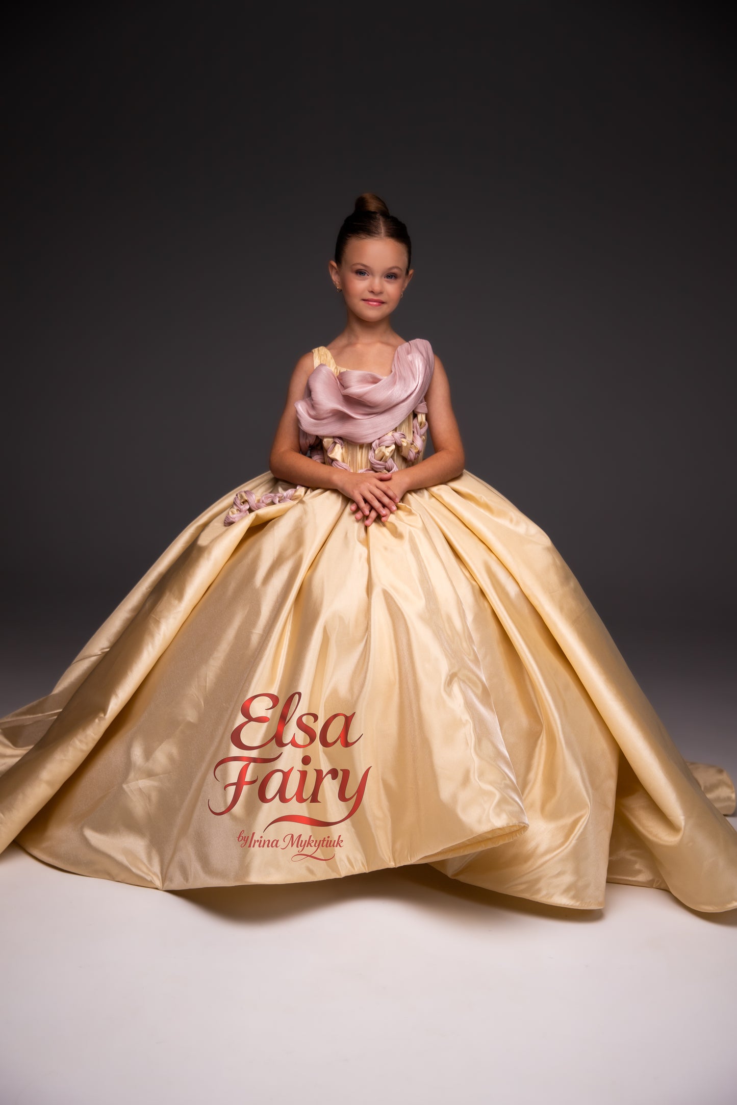 Gold Exclusive Gala evening gown, Pageant ball gown, Girl Birthday Dress